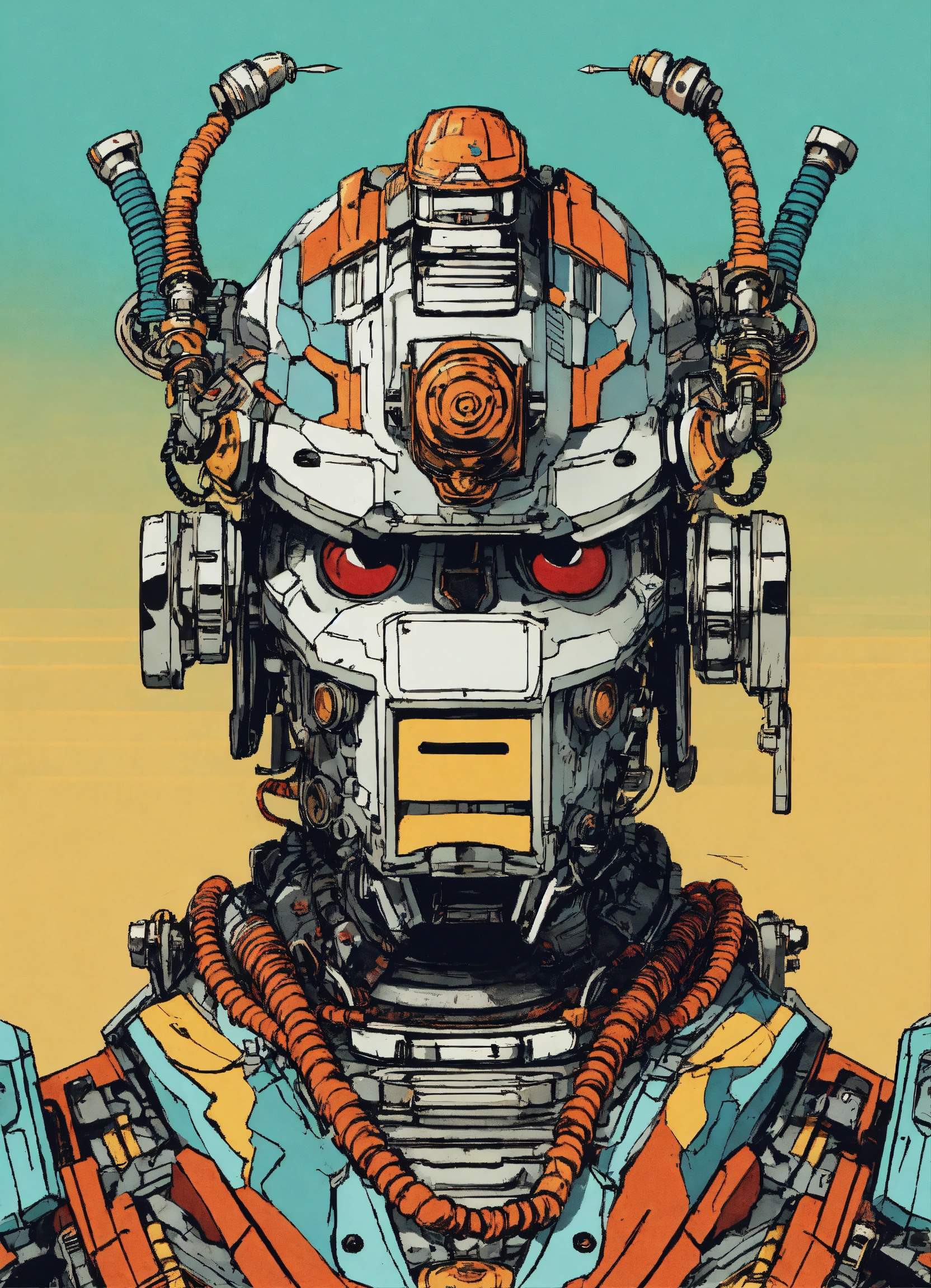 Lexica - Detailed pen and ink illustration of a samurai robot cyborg ...