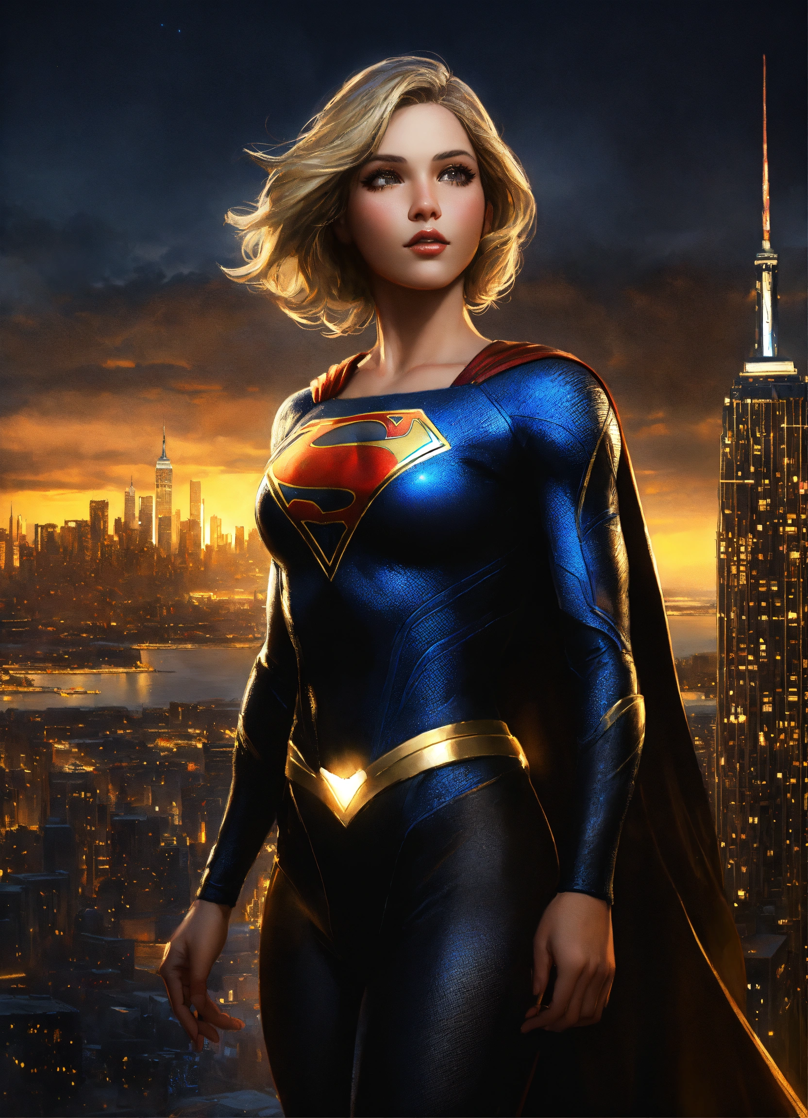 Lexica - Portrait painting of Supergirl wearing a (stunning black and ...