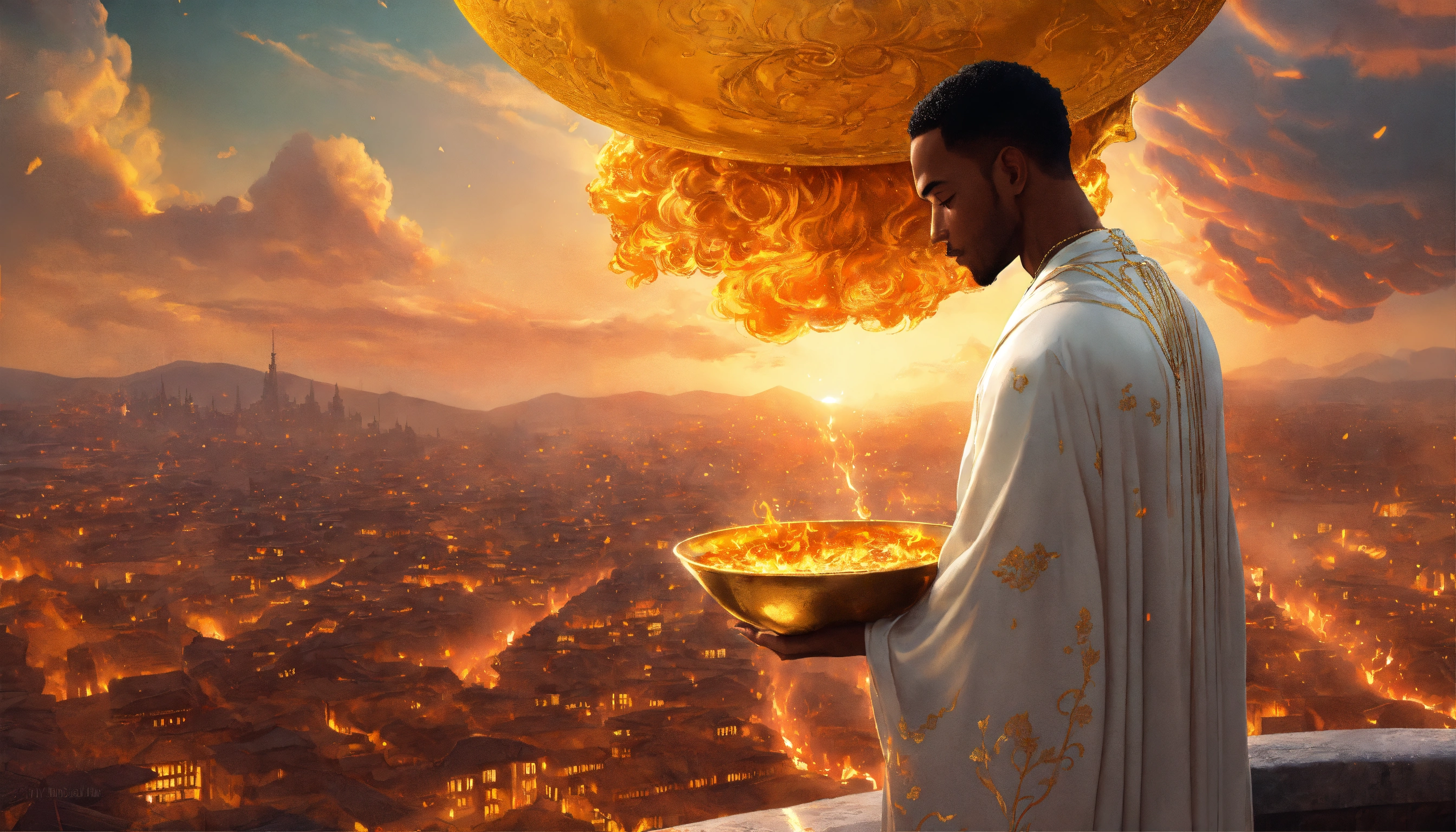 Lexica - Illustrate a view of a handsome black man wearing a long ...