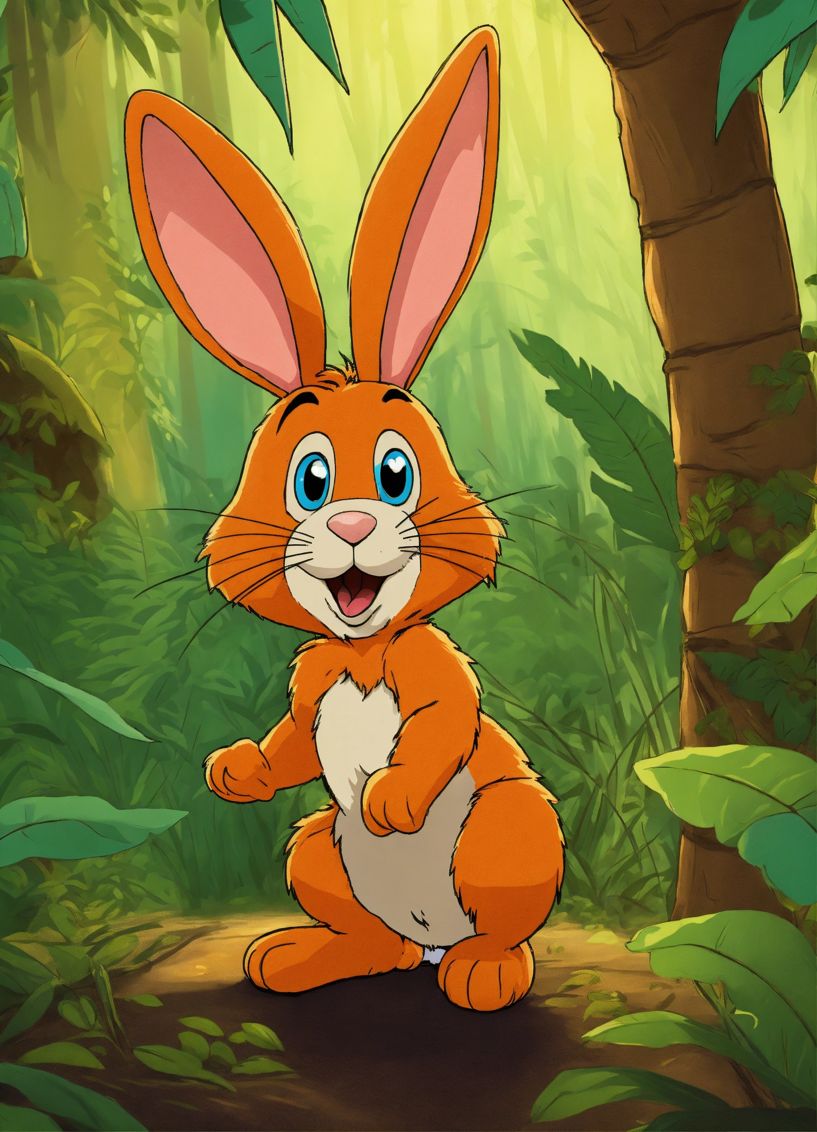 Lexica - Cartoon in a jungle one rabbit was there he was proud about ...