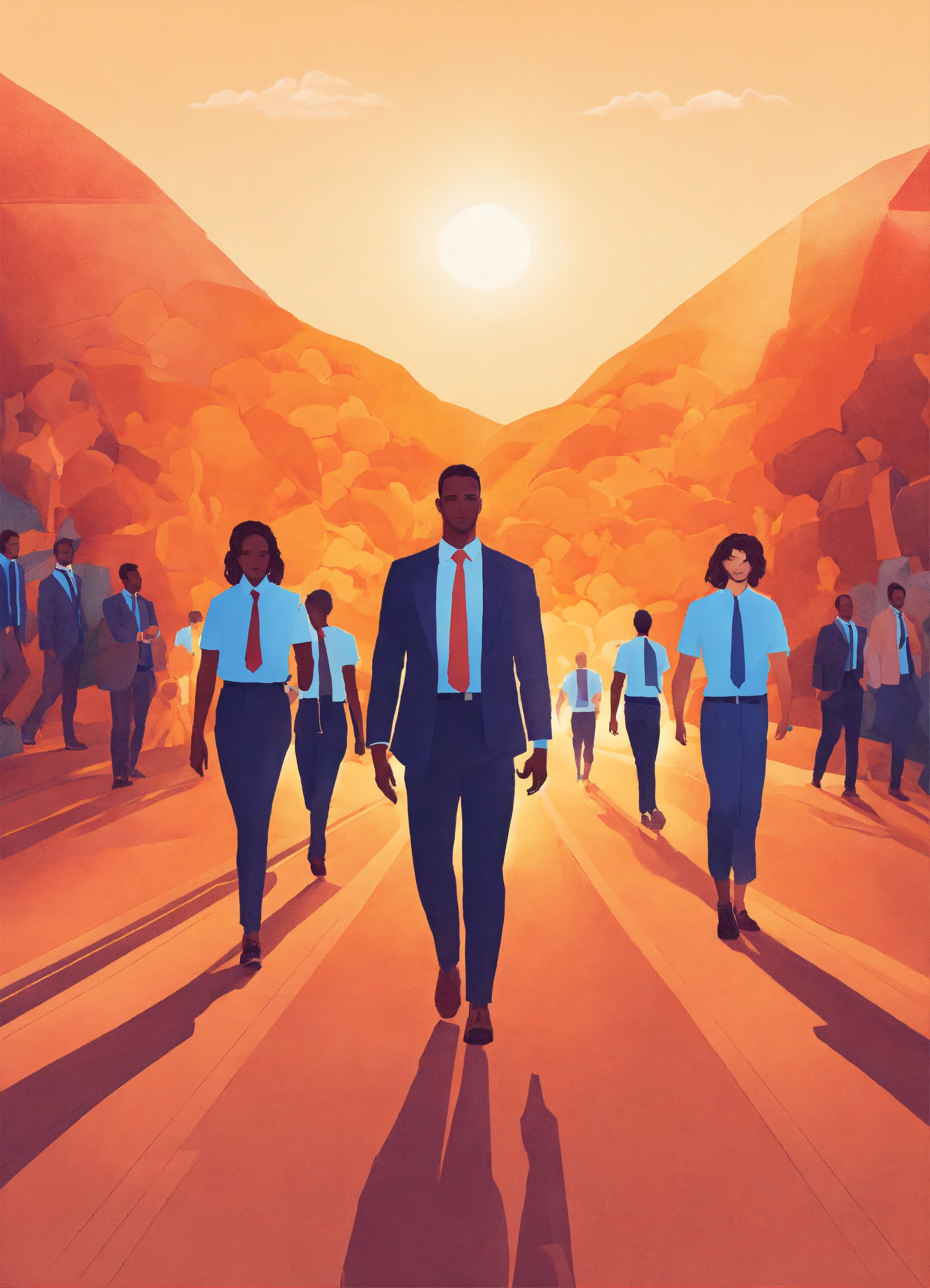 Lexica - “Generate an image depicting a confident leader moving forward ...
