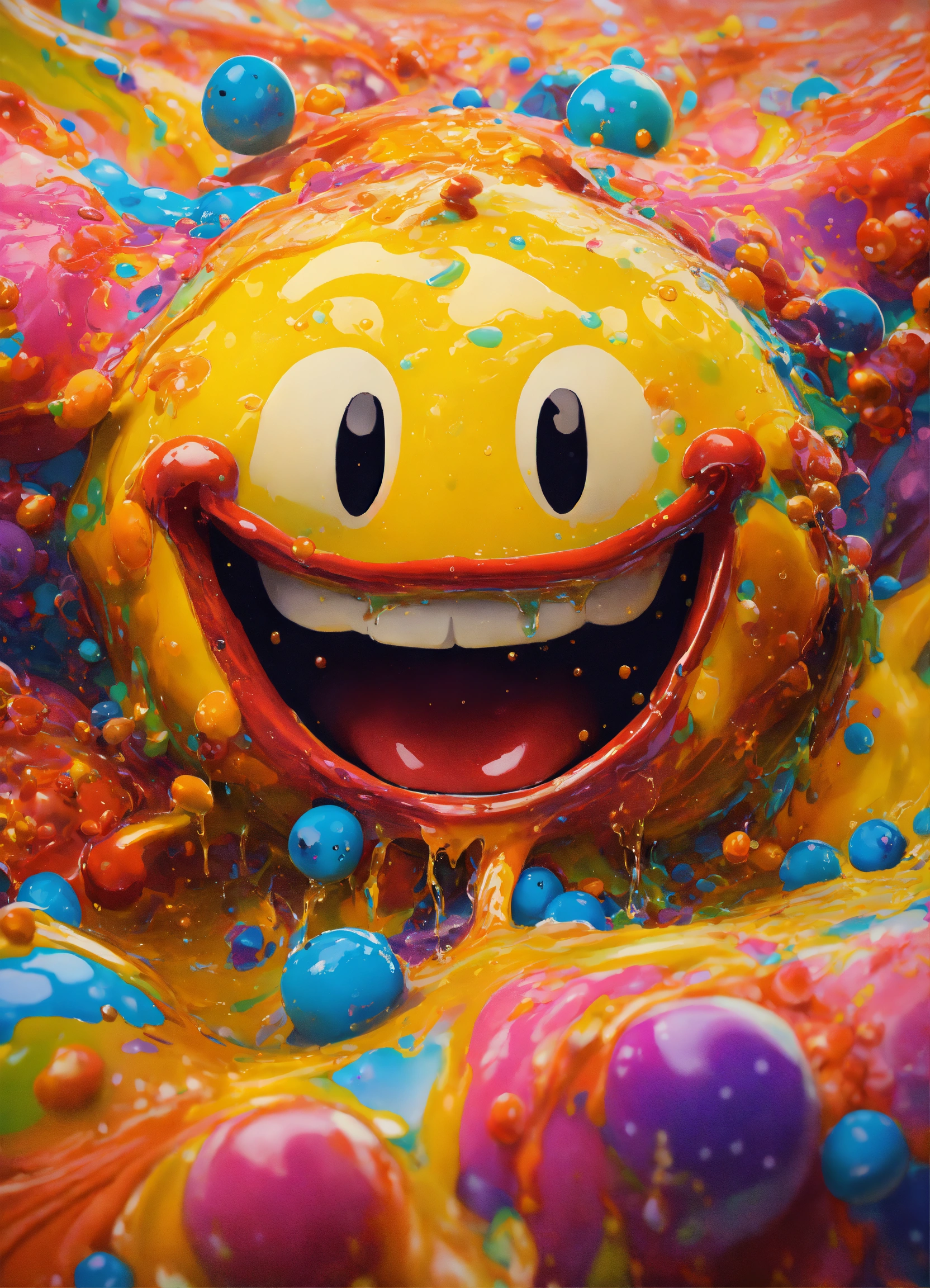 Lexica - Splash art, a quirky liquid portrait of a smiley, splash style ...