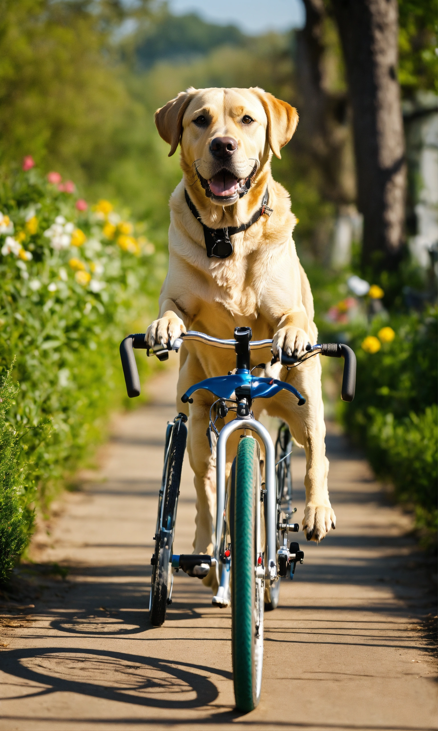 Lexica - Labrador Retriever stand langa o bicicleta asteptand stapanul