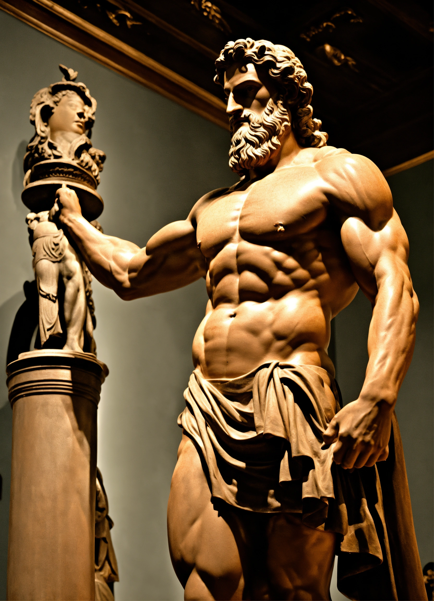 Lexica - A Statue from a muscular Greek god Statue with middel