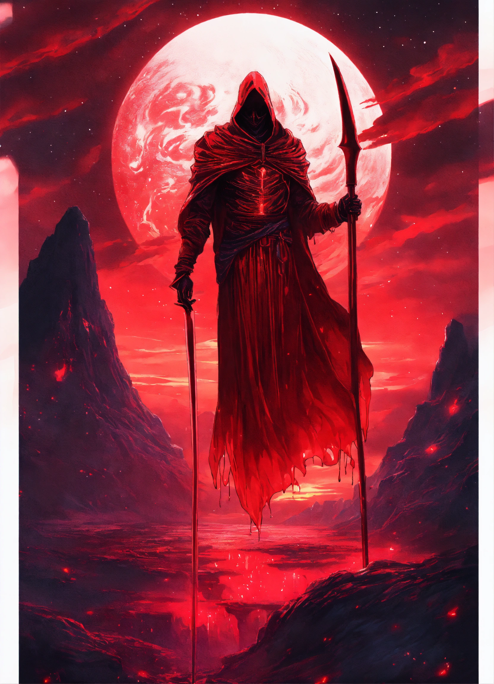Lexica - Optical illusion bioluminescent transparent giant reaper red ...