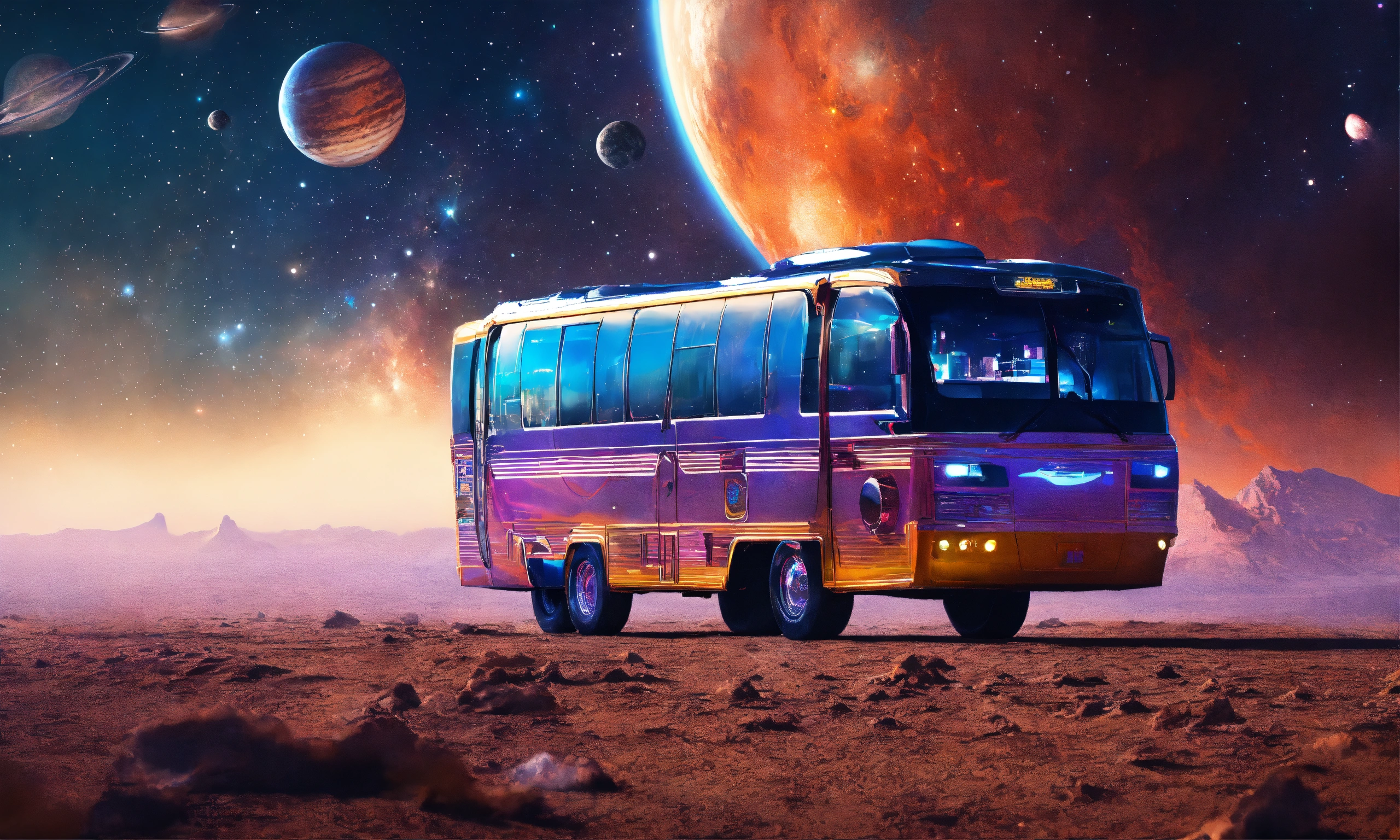Lexica - Intergalactic tour bus traveling through space