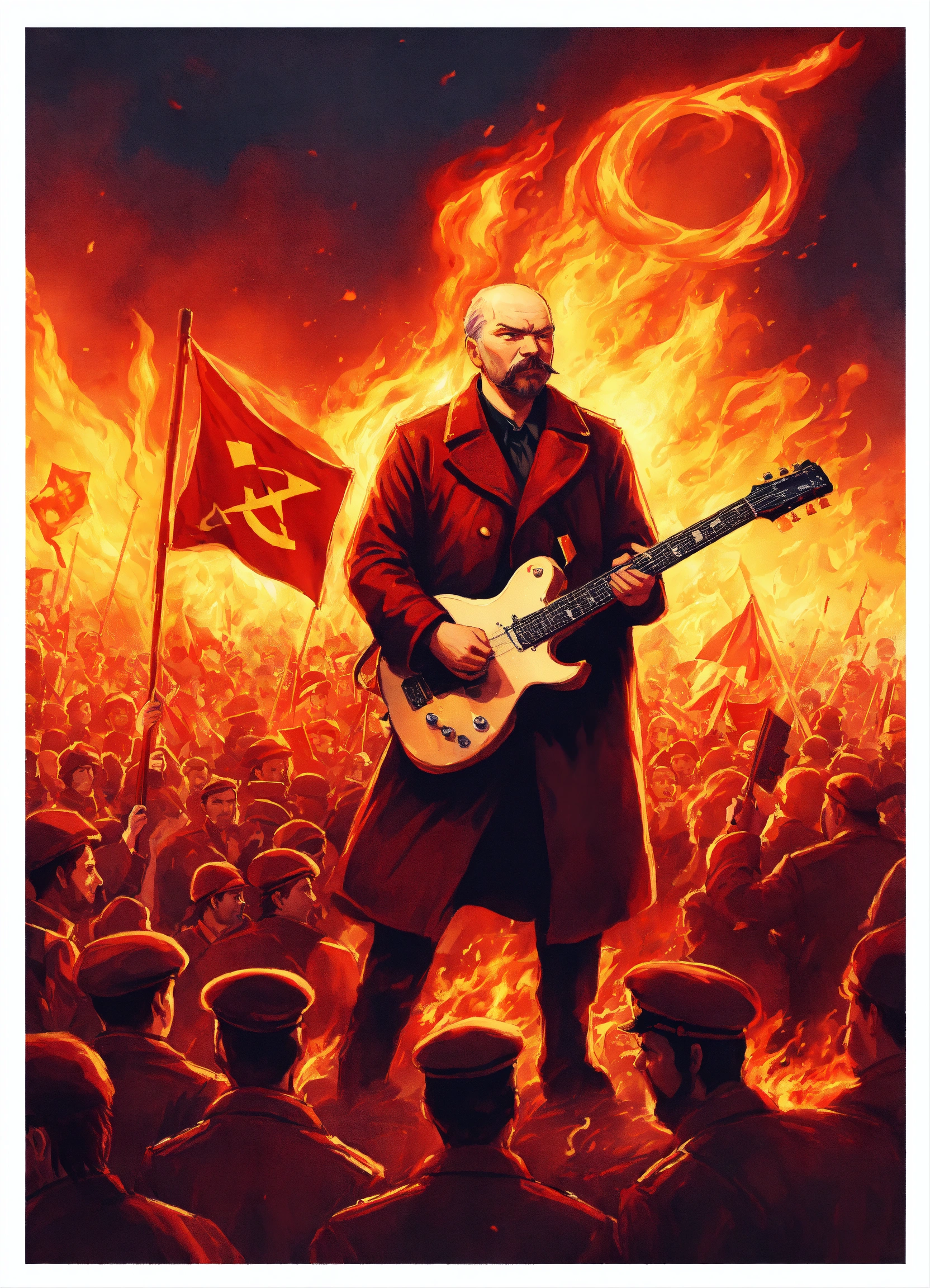 Lexica - Illustration Lenin, with a determined look, is playing a ...