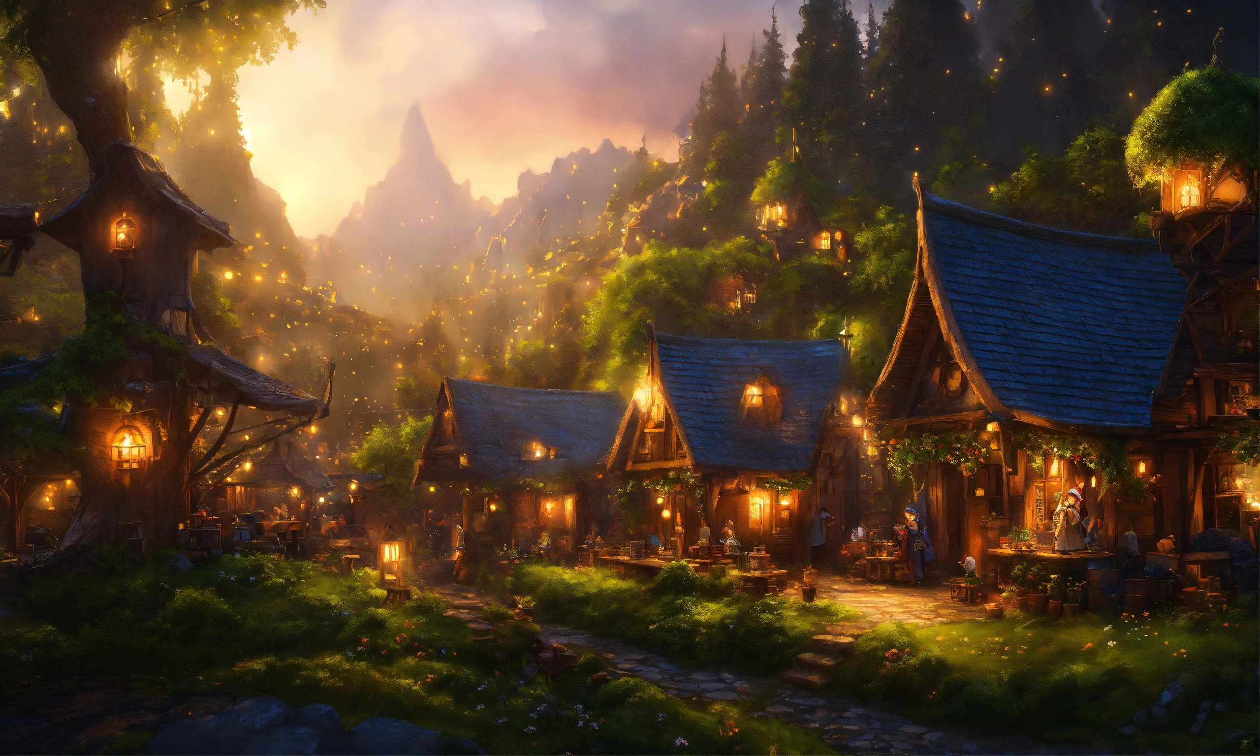 Lexica - Epic shot of ultra detailed and cozy elves city in the forest ...