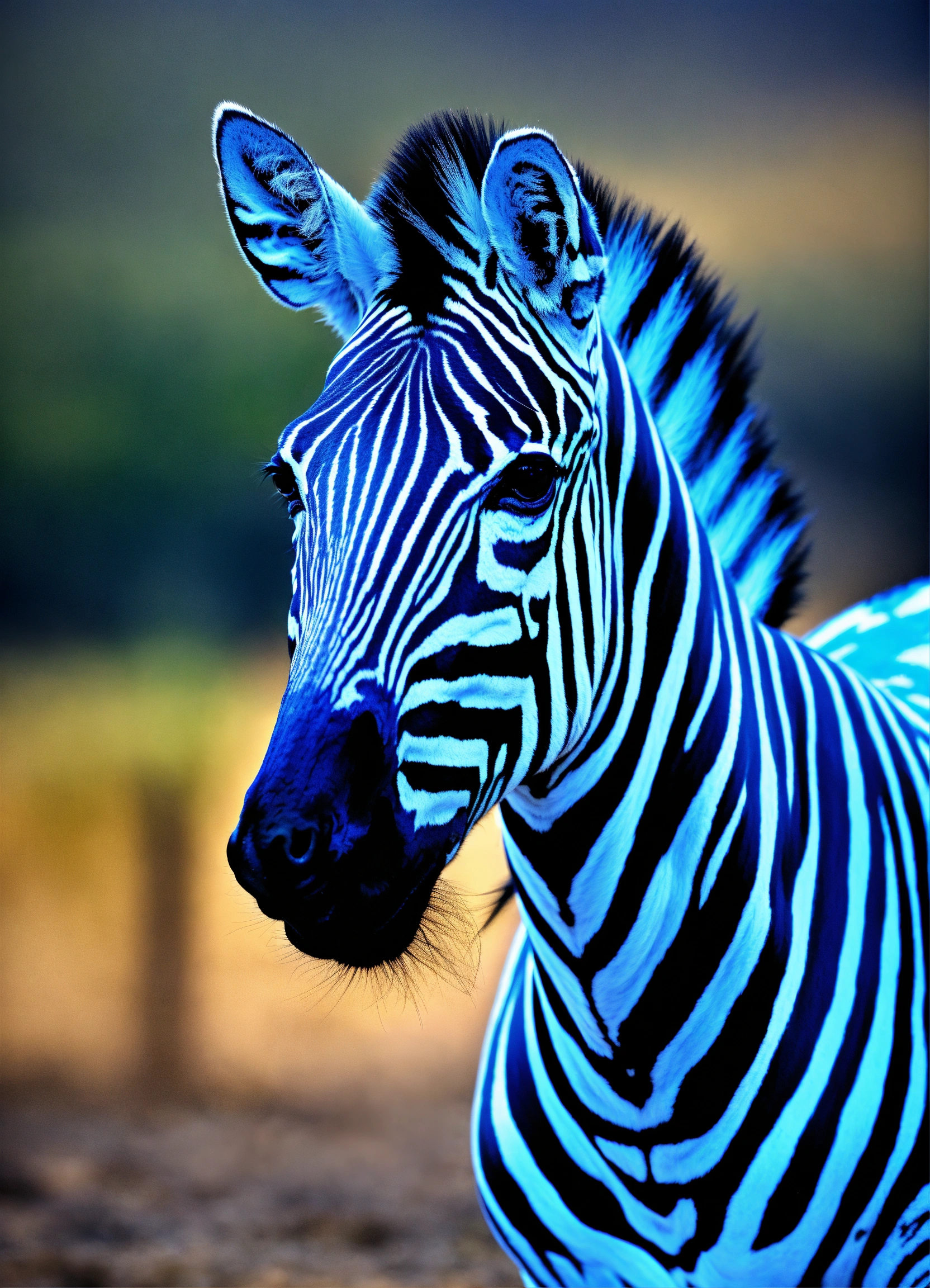 Lexica - Saddled zebra made of blue flame