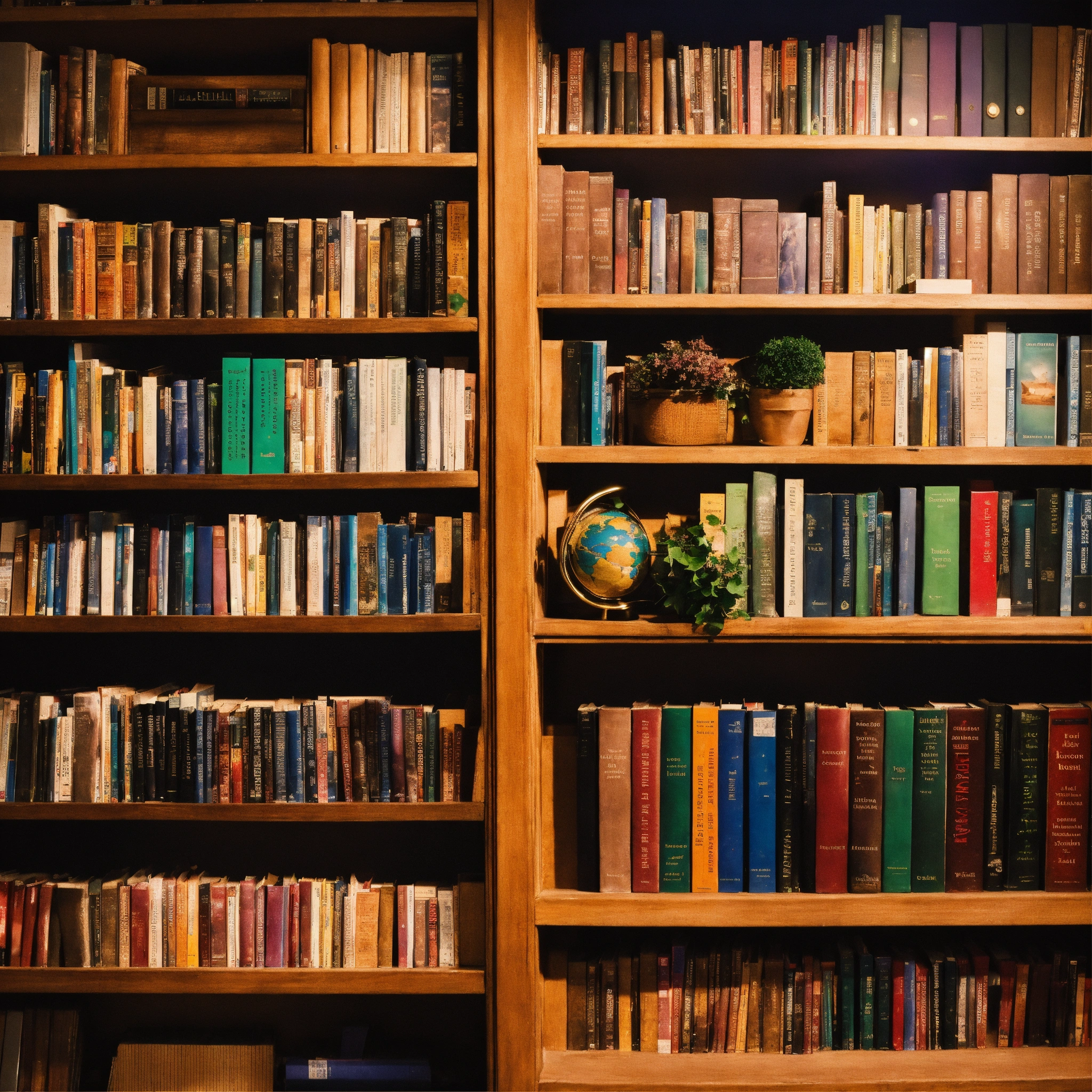 Lexica - A photo of a bookshelf with many books. The books are ...