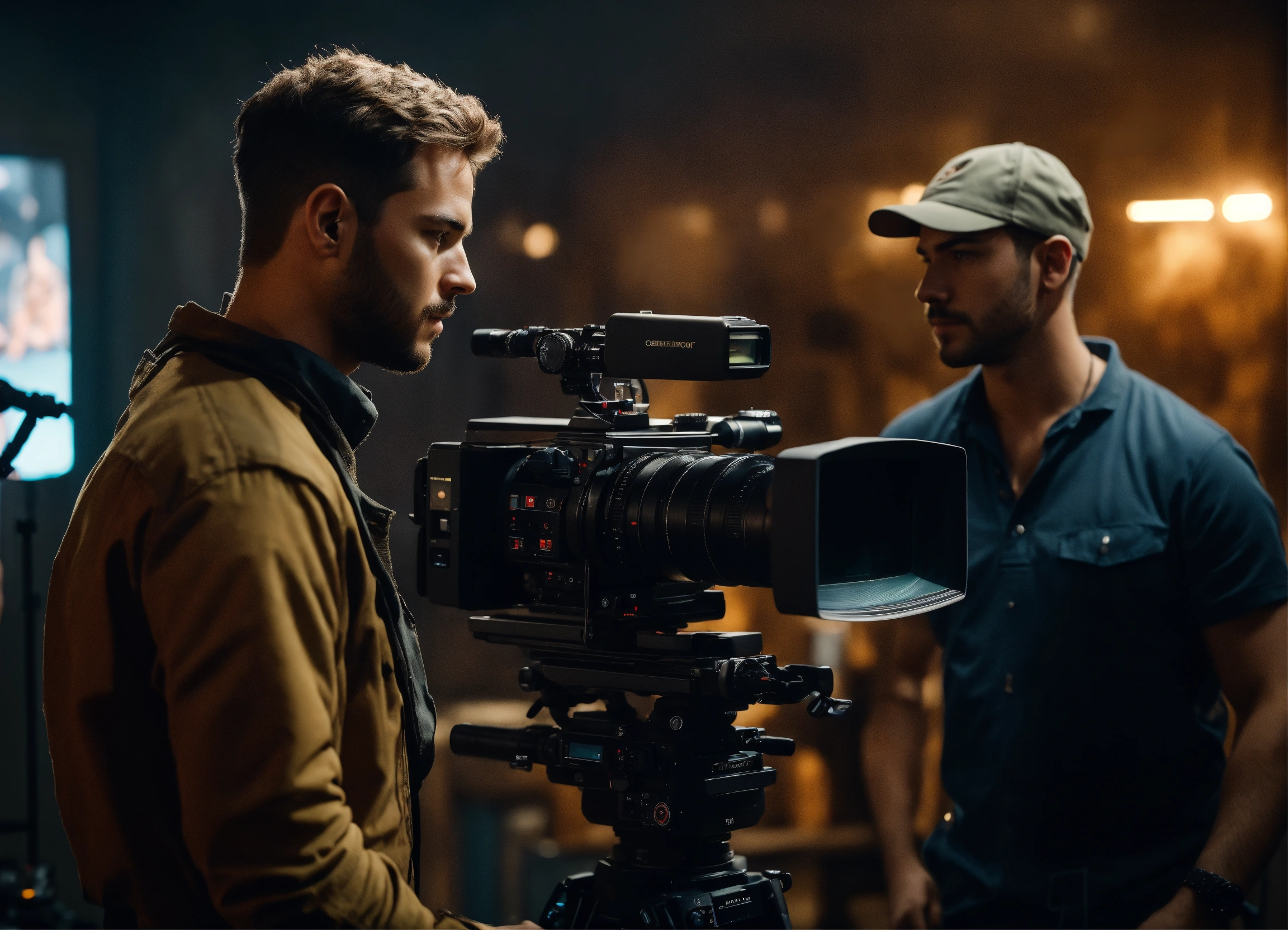 Lexica - The operator looks directly into the viewfinder, he is on the ...