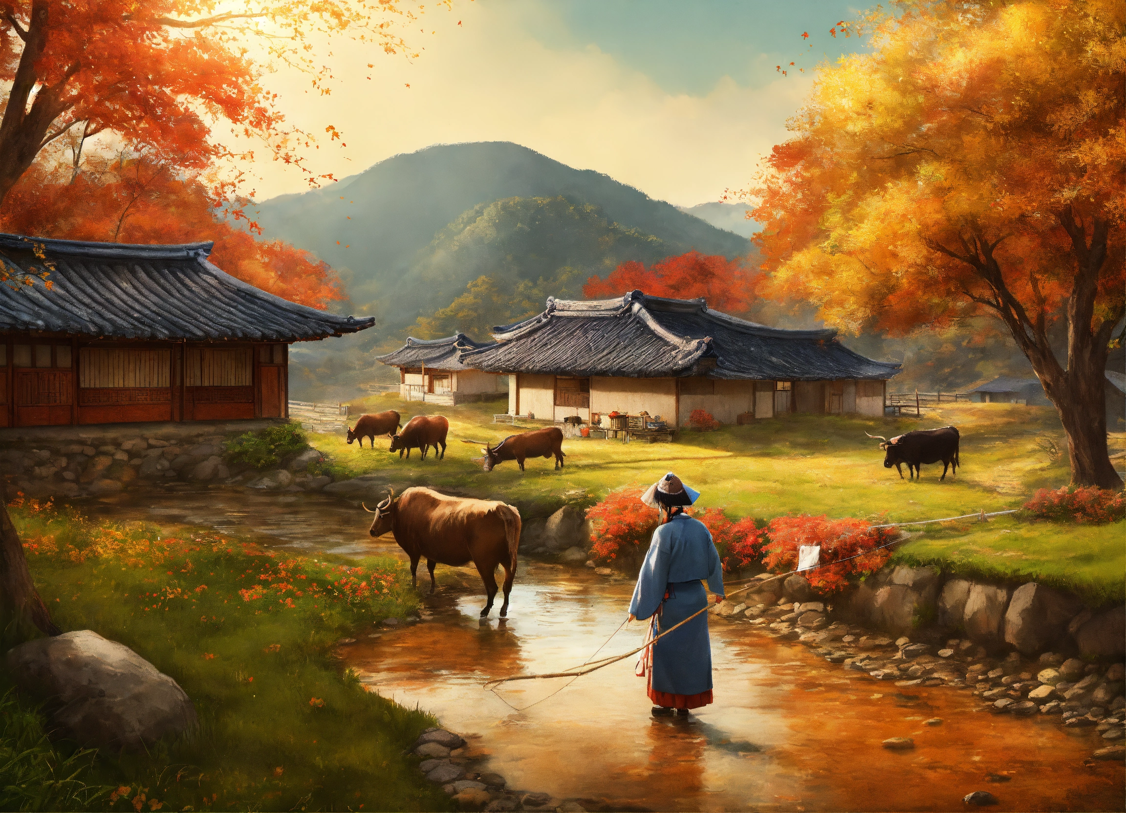 Lexica - Autumn rural scenery in Korea. There is a traditional Korean ...