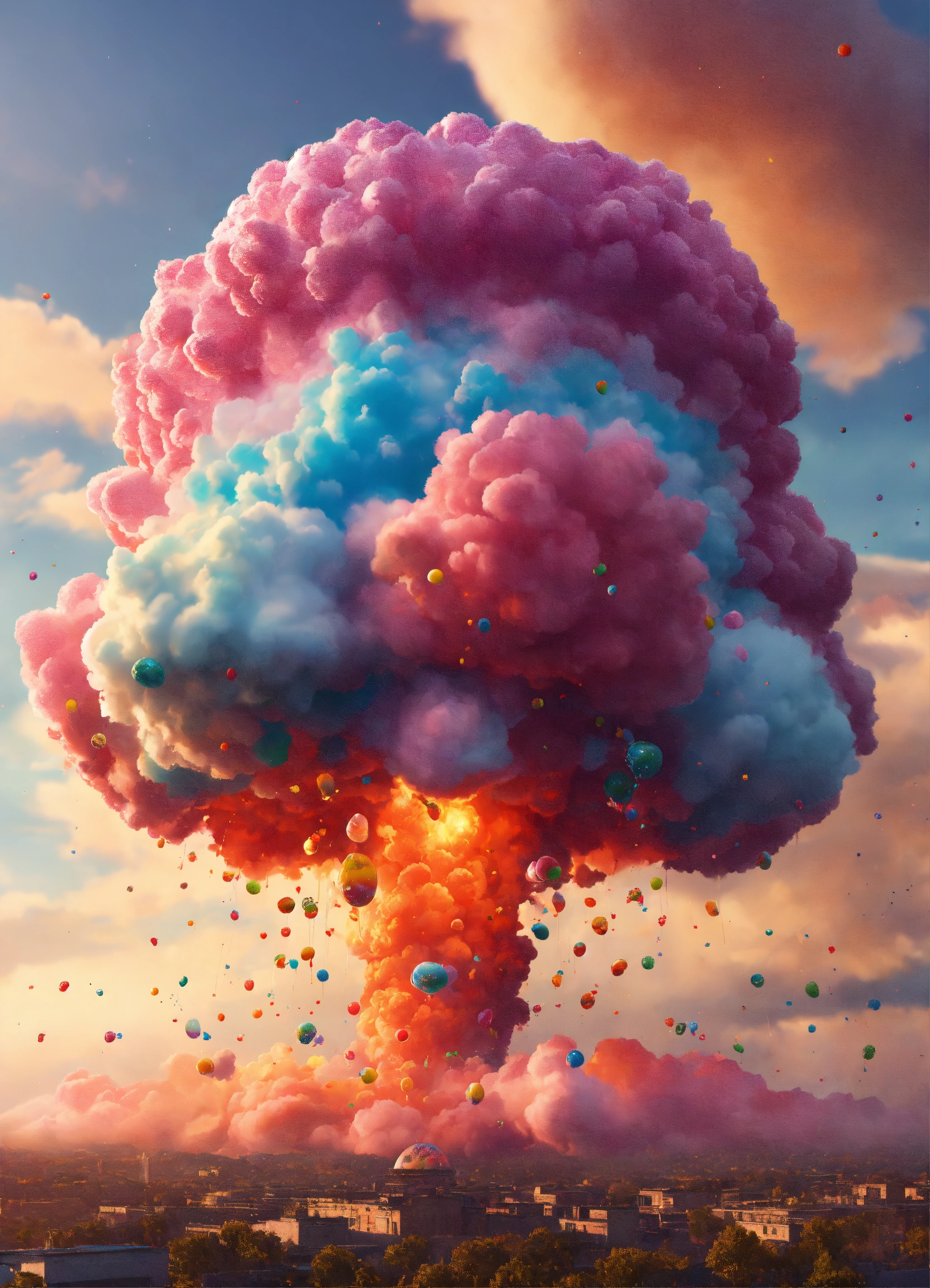 Lexica - A nuclear explosion , made out of cotton colors candy clouds ...
