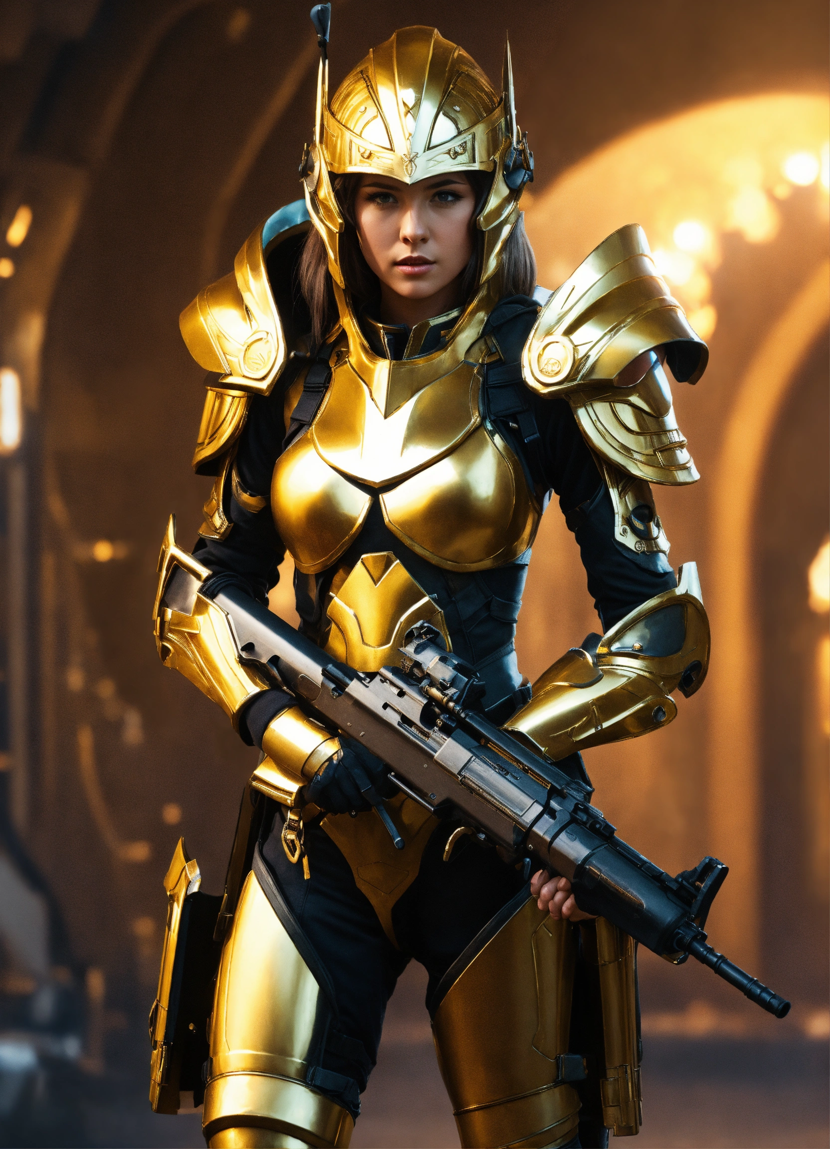 Lexica - Full body of a high elf sci fi soldier wearing heavy sci fi ...