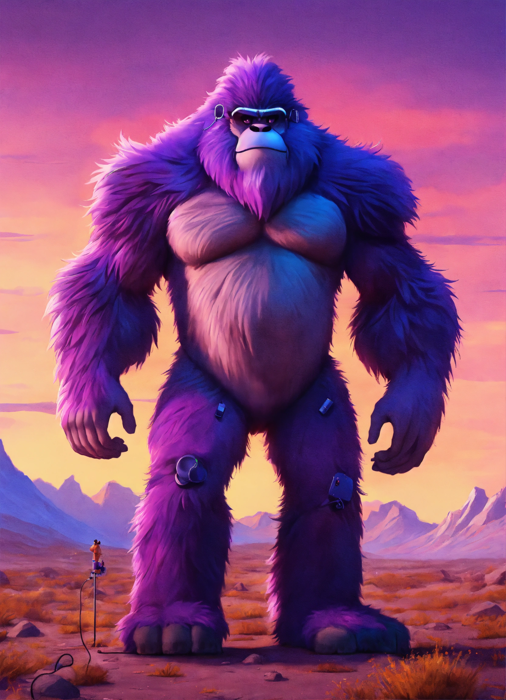 Lexica - Zoom out on the full body of a big, fun loving, hairy, tall ...