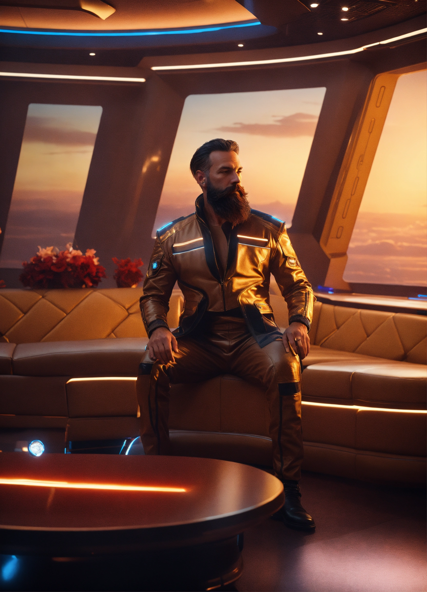 Lexica - 45 year old masculine man with trim beard in futuristic ...