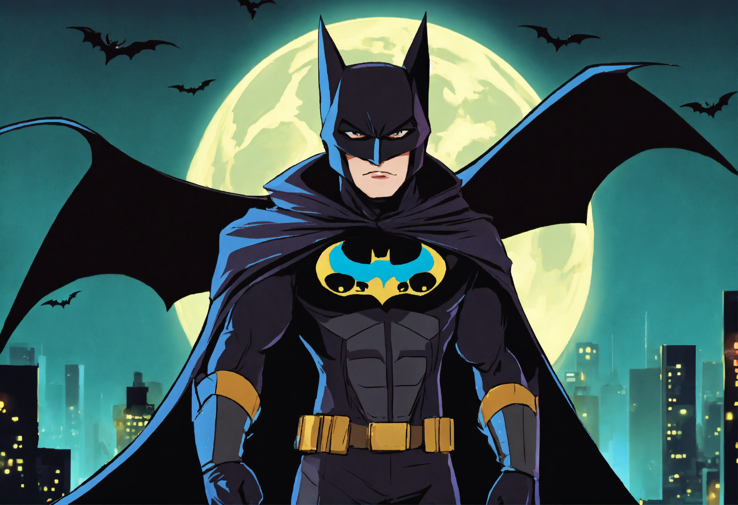 Lexica - His favorite bat mask, donned a black cloak,, style of 2D ...