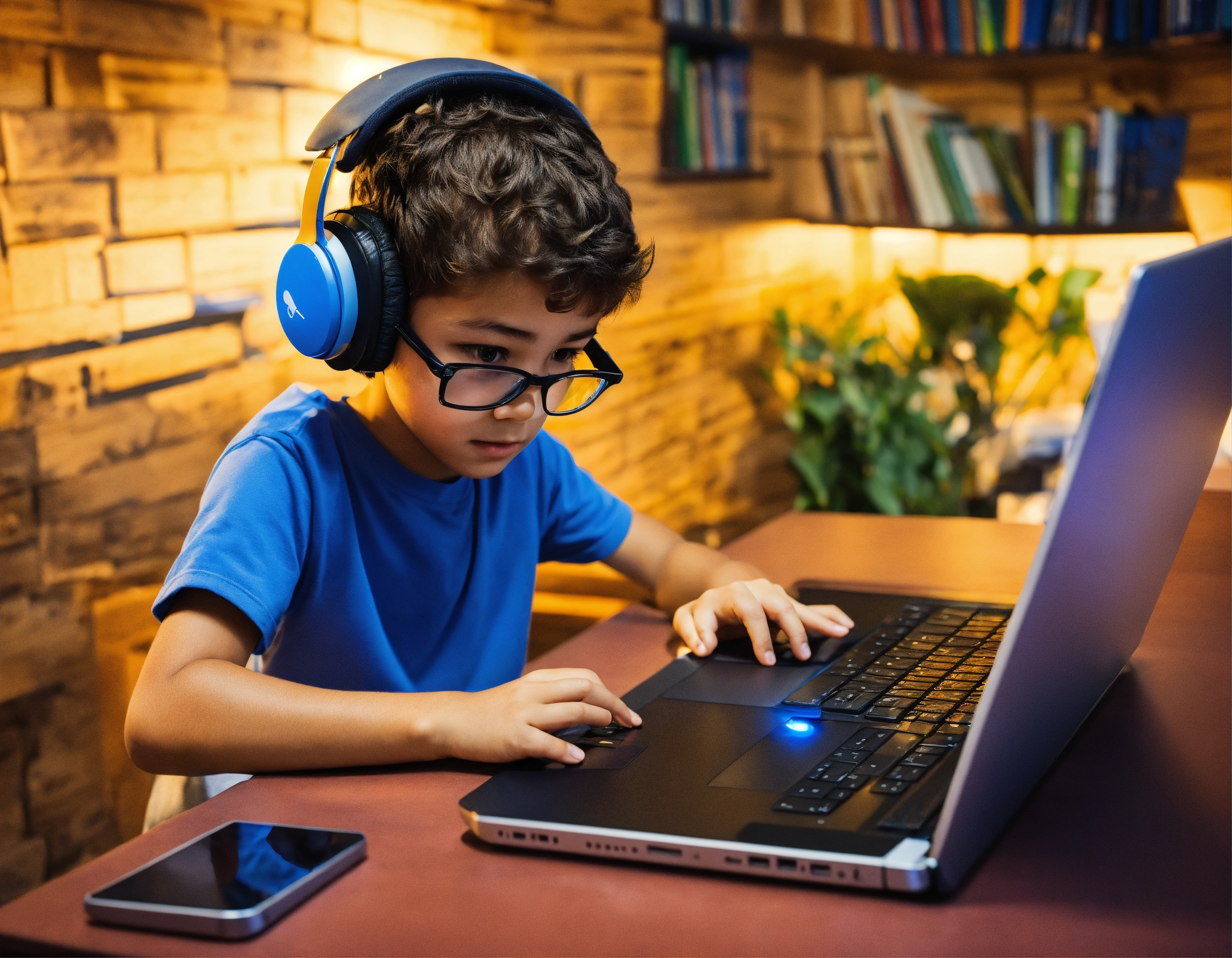 Lexica - BOY STUDYING ON COMPUTER