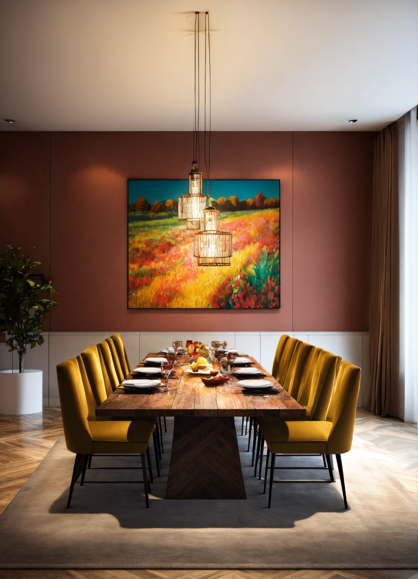 Lexica - Big design tAble dining room without lamp 3d art