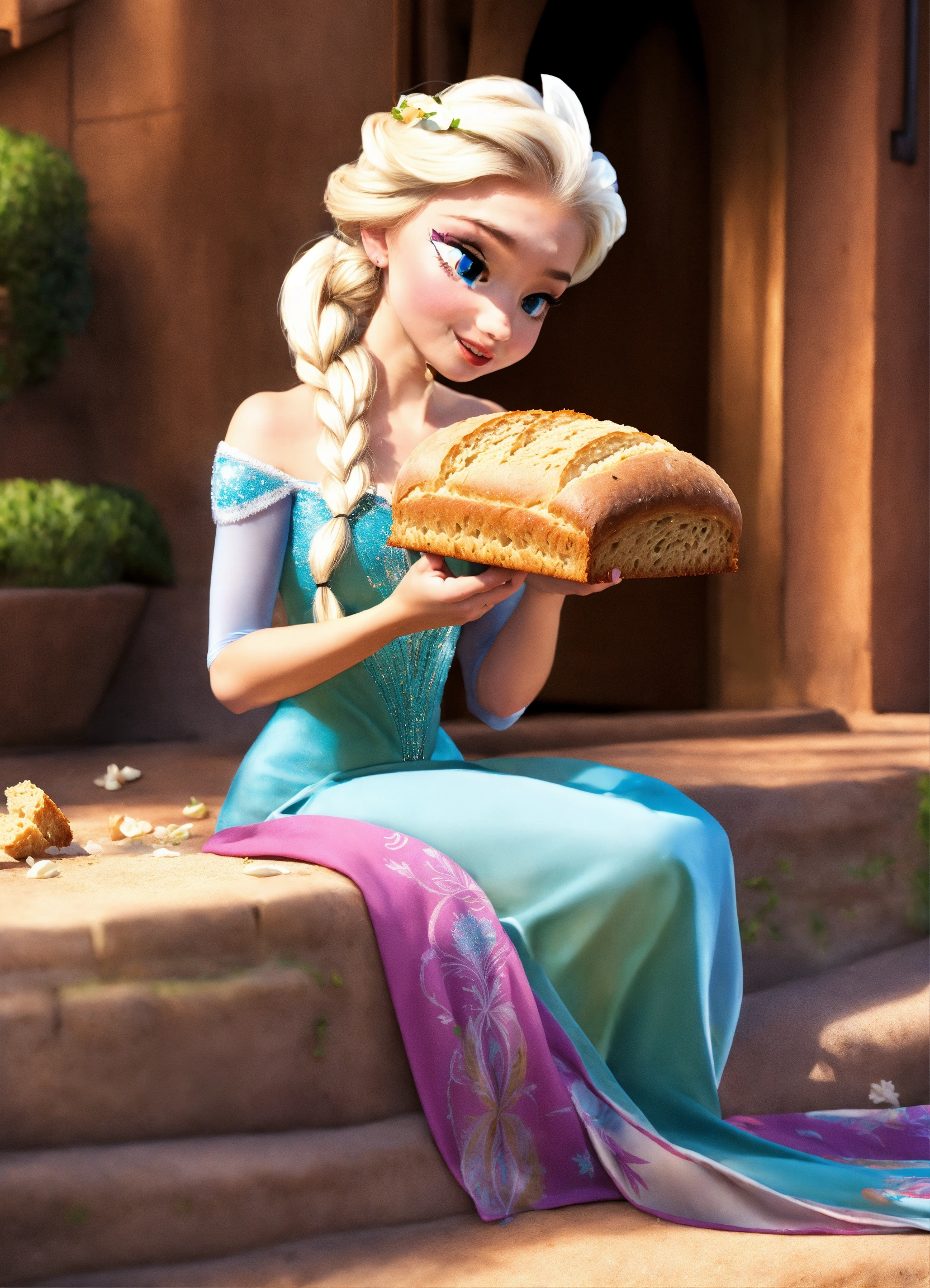 Lexica - Elsa eats bread