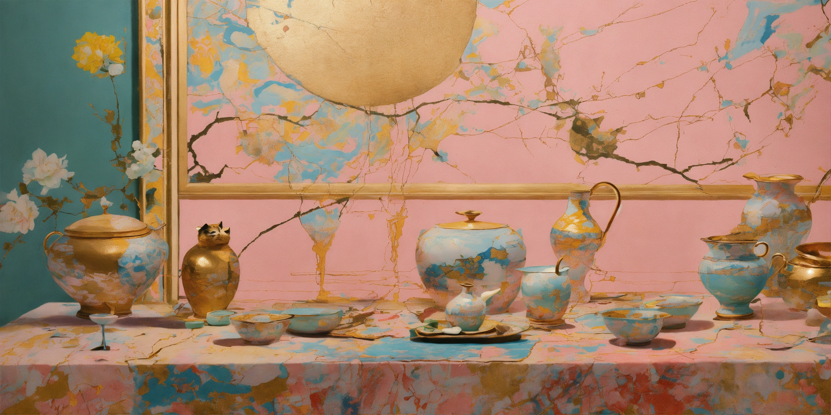 Lexica - Kintsugi art with neo expressionism using pastel colors only ...