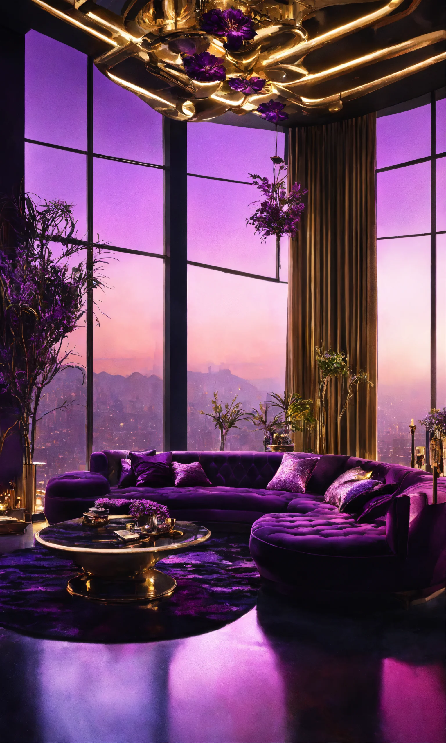Lexica - Architectural Digest photo of a maximalist black and purple ...