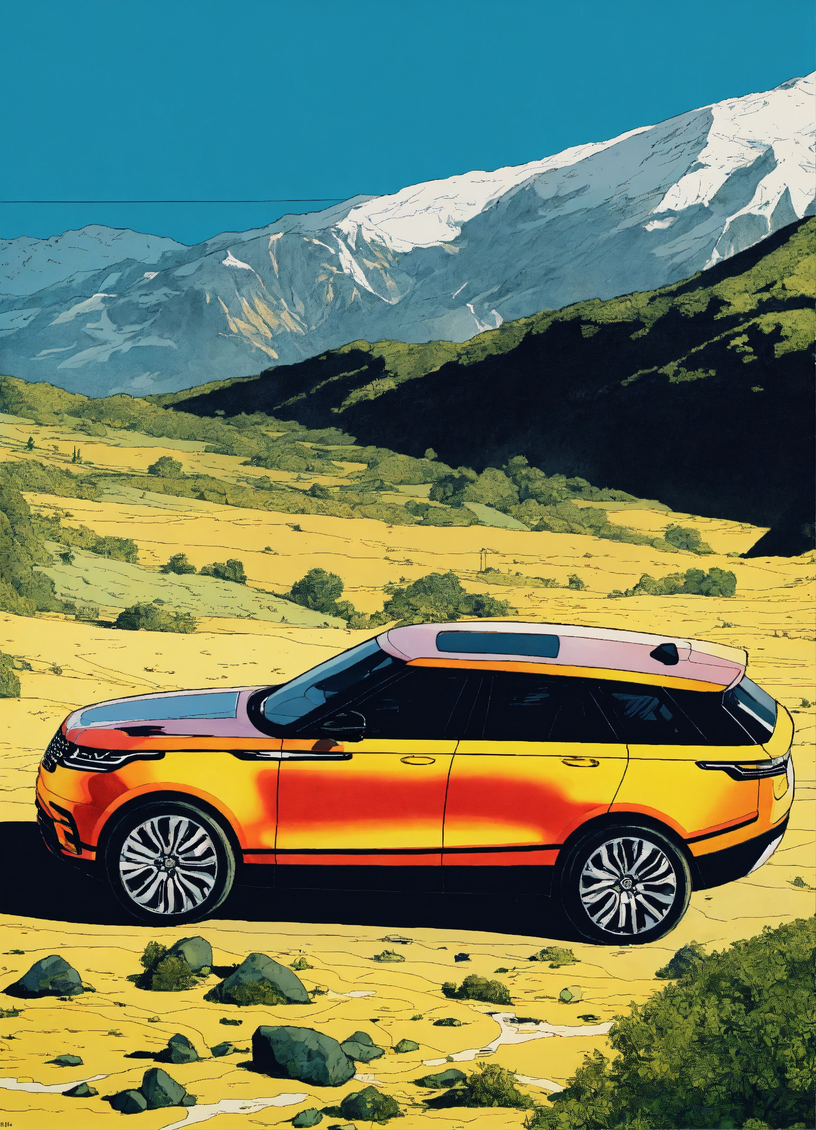 Lexica - Detailed pen and ink illustration of Range Rover Velar 2022 ...