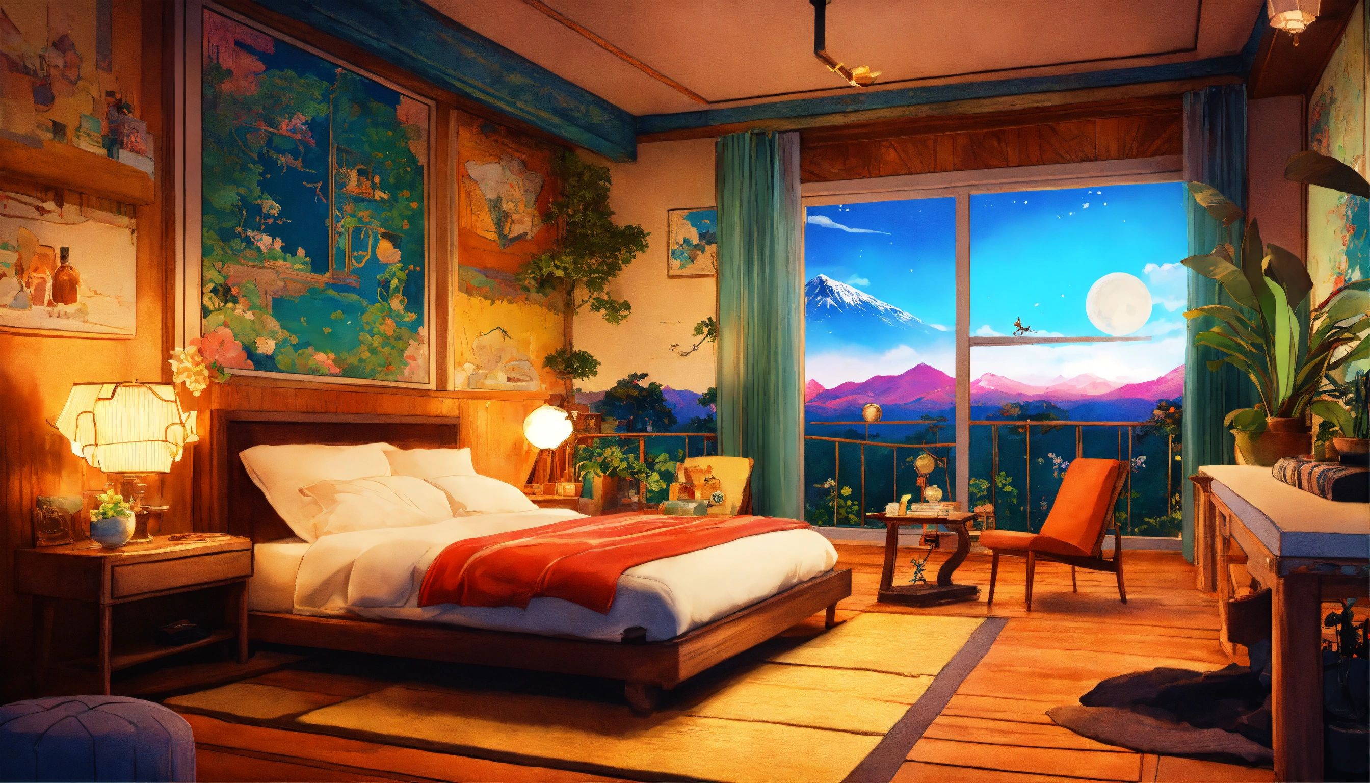 Lexica - Produce an illustration of the bedroom in the distinctive ...