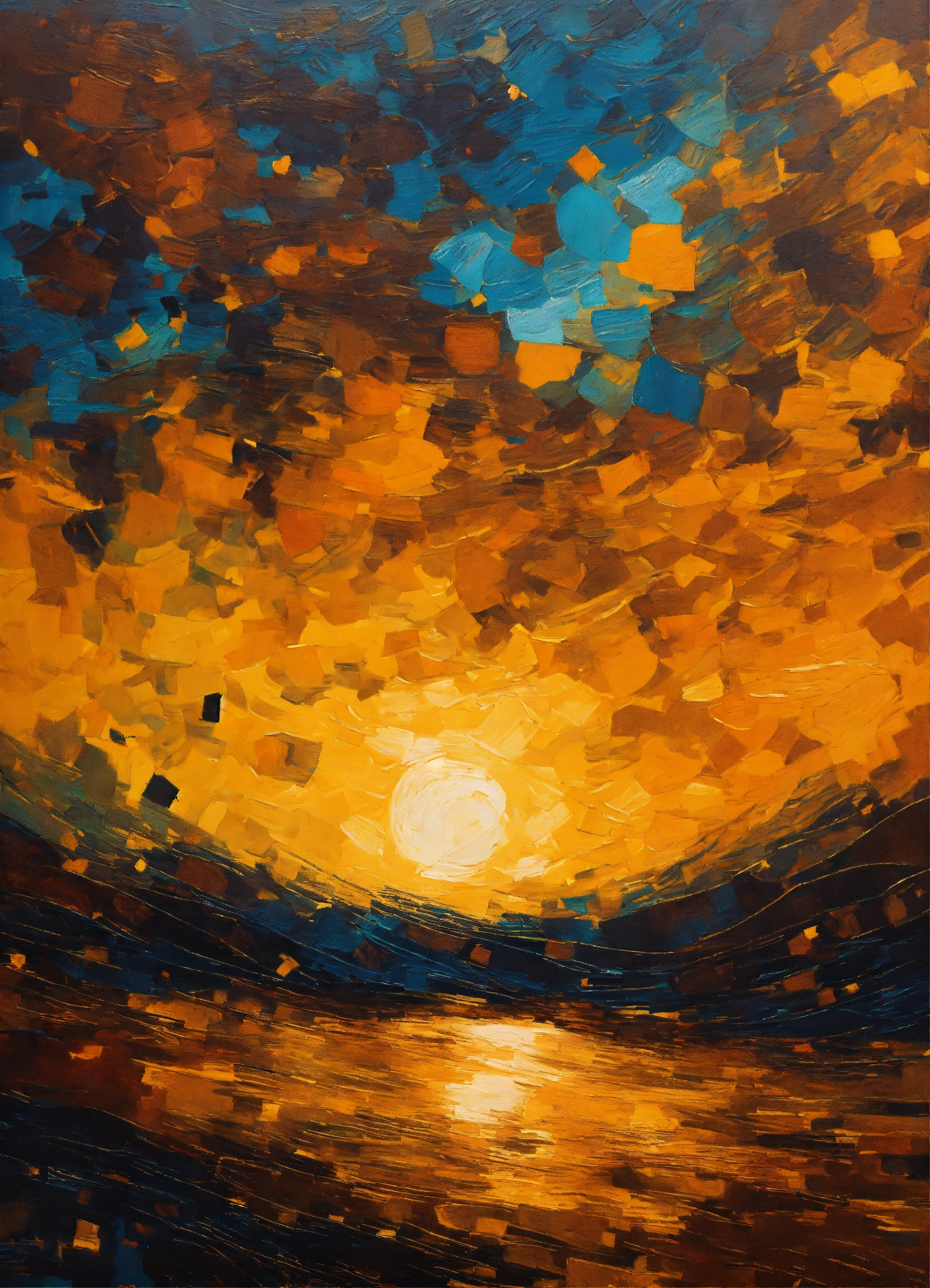 Lexica - Abstract and minimalist oil painting of a beautiful and starry ...