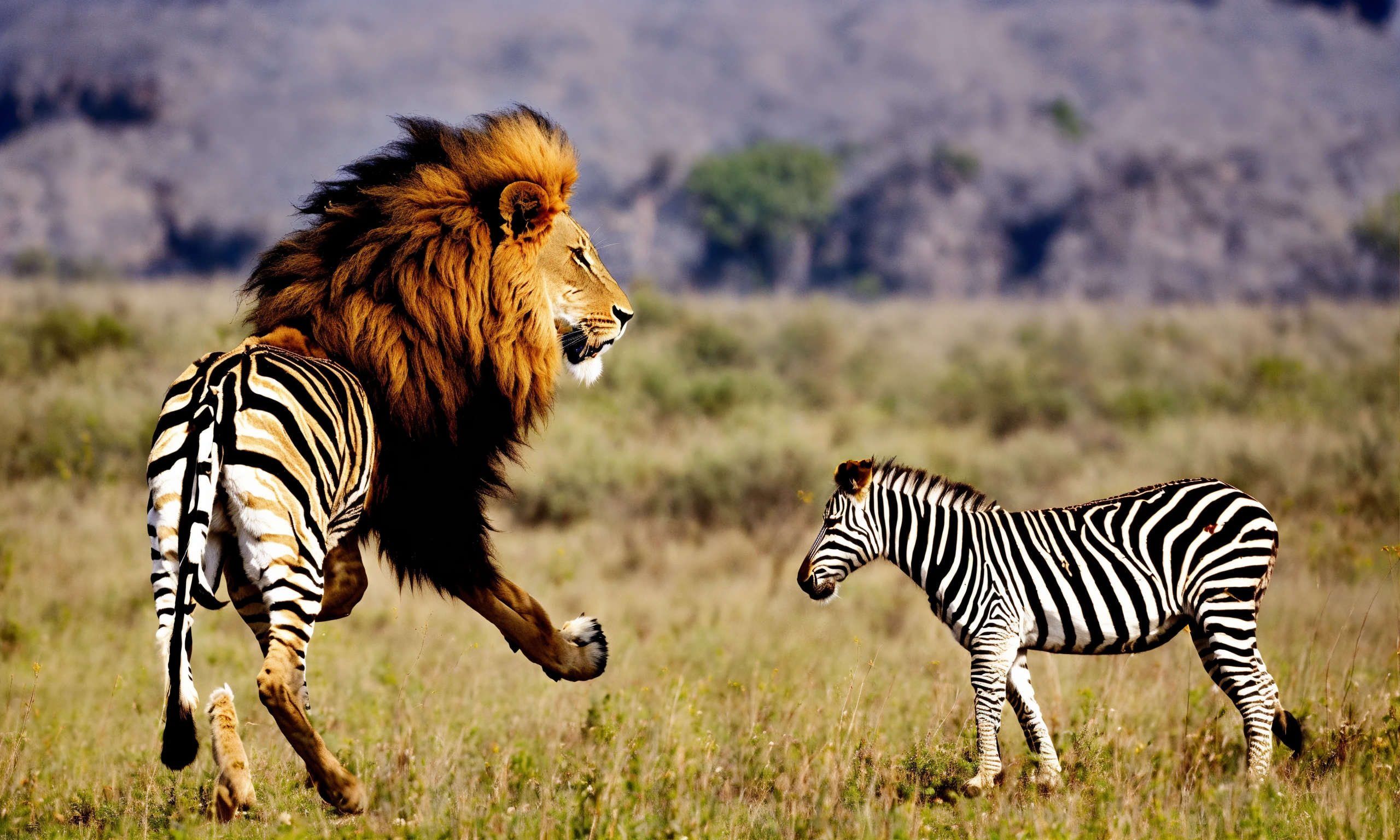 Lexica - The lion has caught the zebra from behind