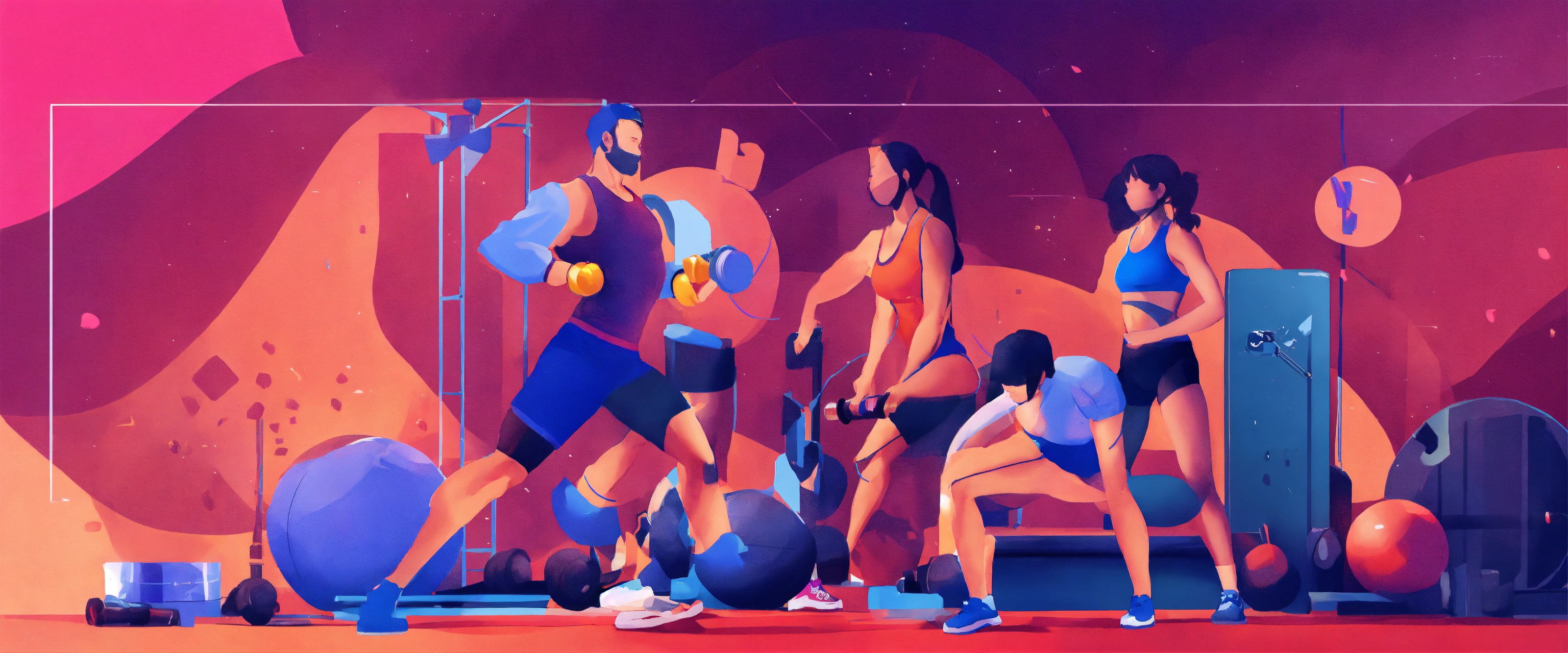 Lexica - Full body fitness workout banner graphic with high deteial visuals