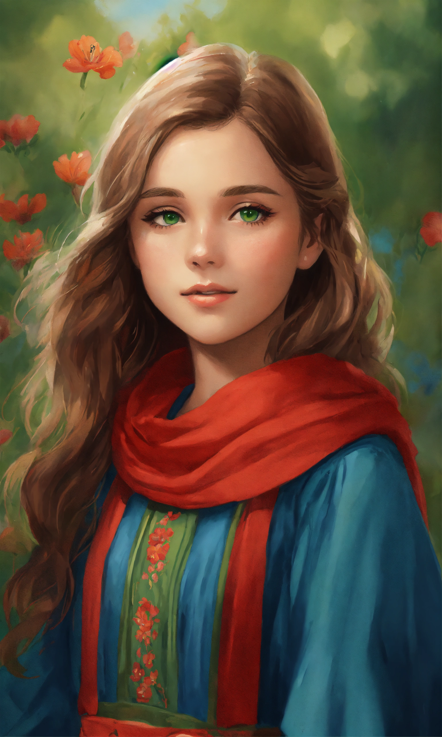 Lexica - Illustration of Lily was a girl who had long brown hair, green ...