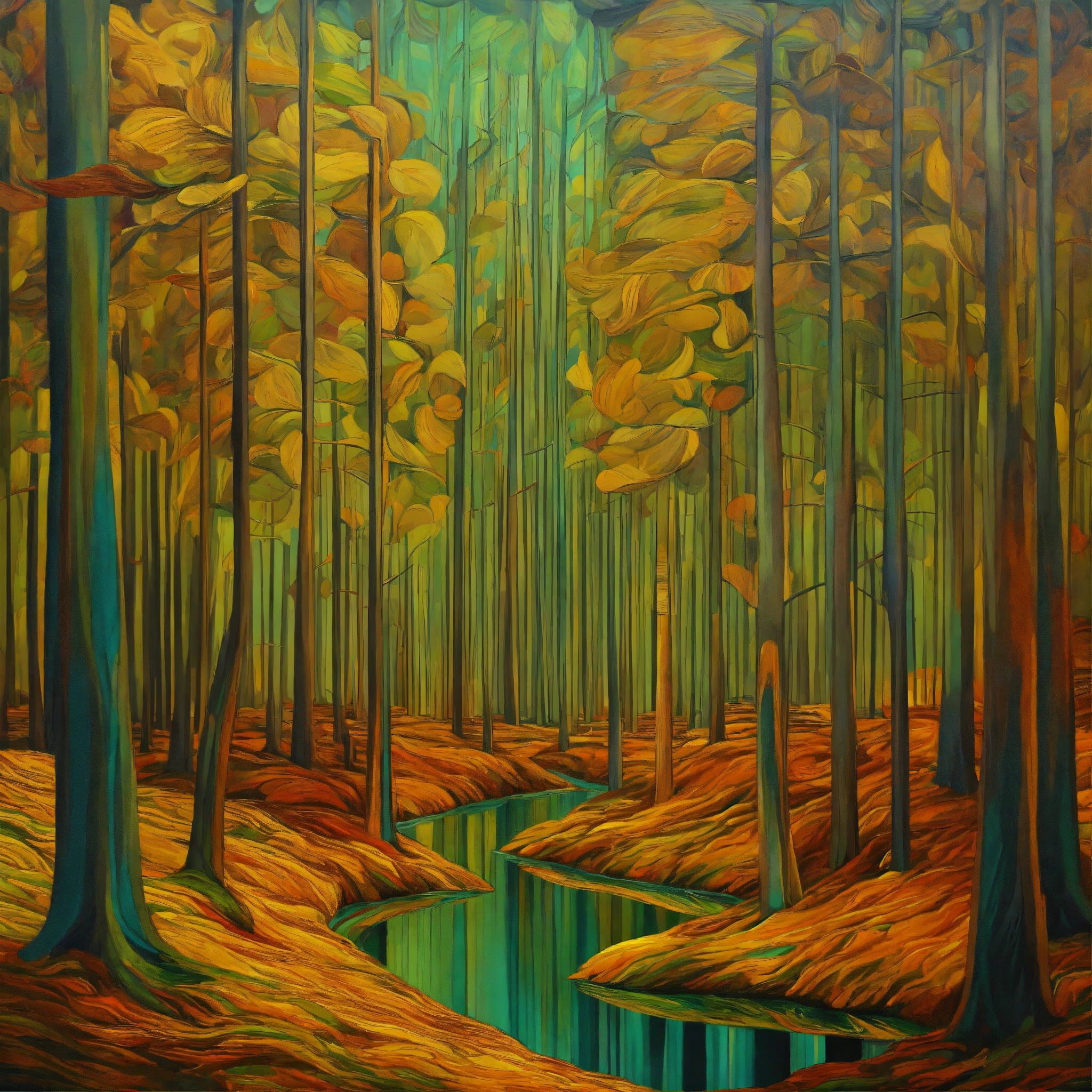 Lexica - Forest, oil painting, recursive art, line art, in style ...