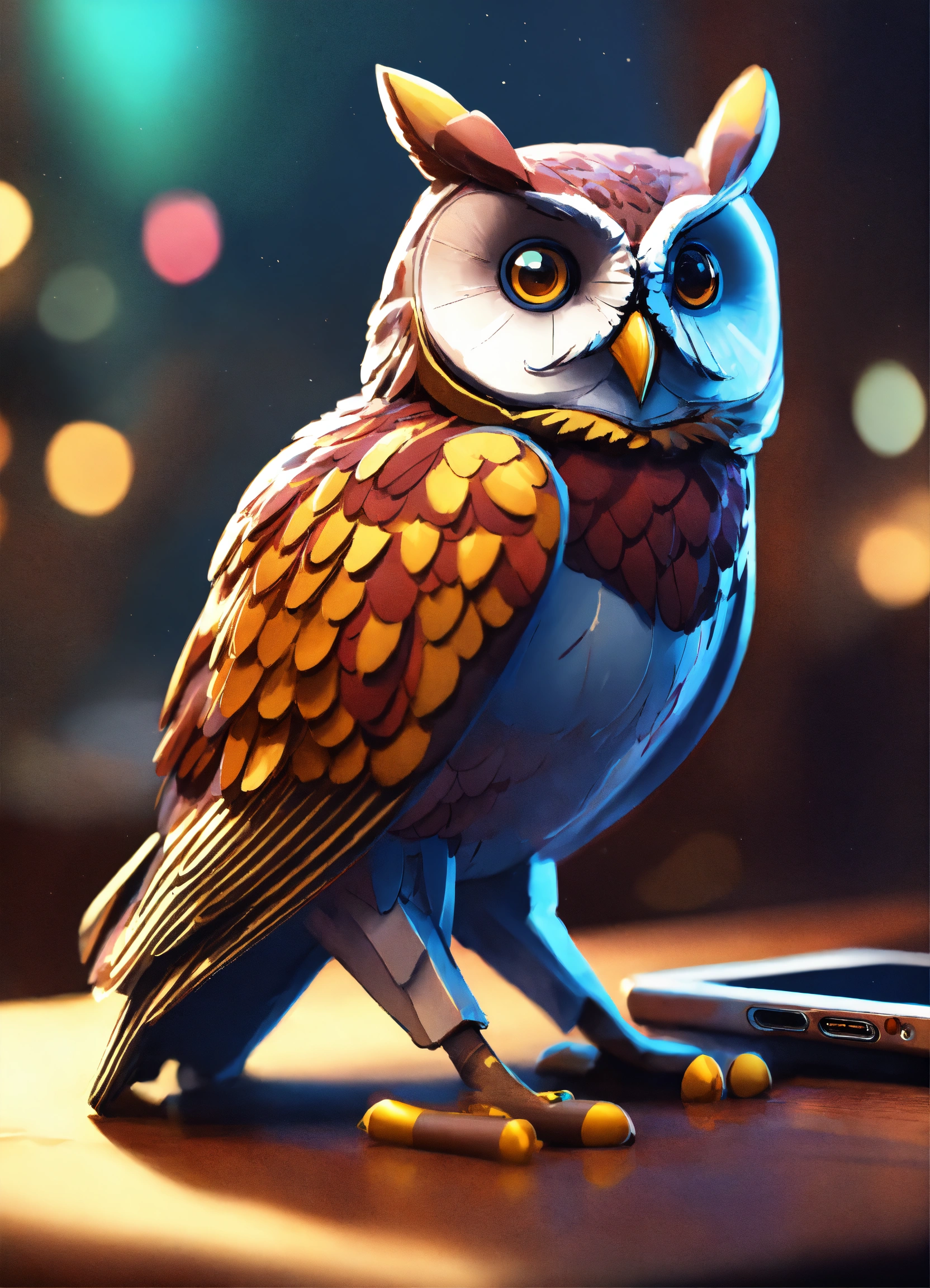 Lexica - Owl looking at a phone, elegant, digital painting, sharp focus ...