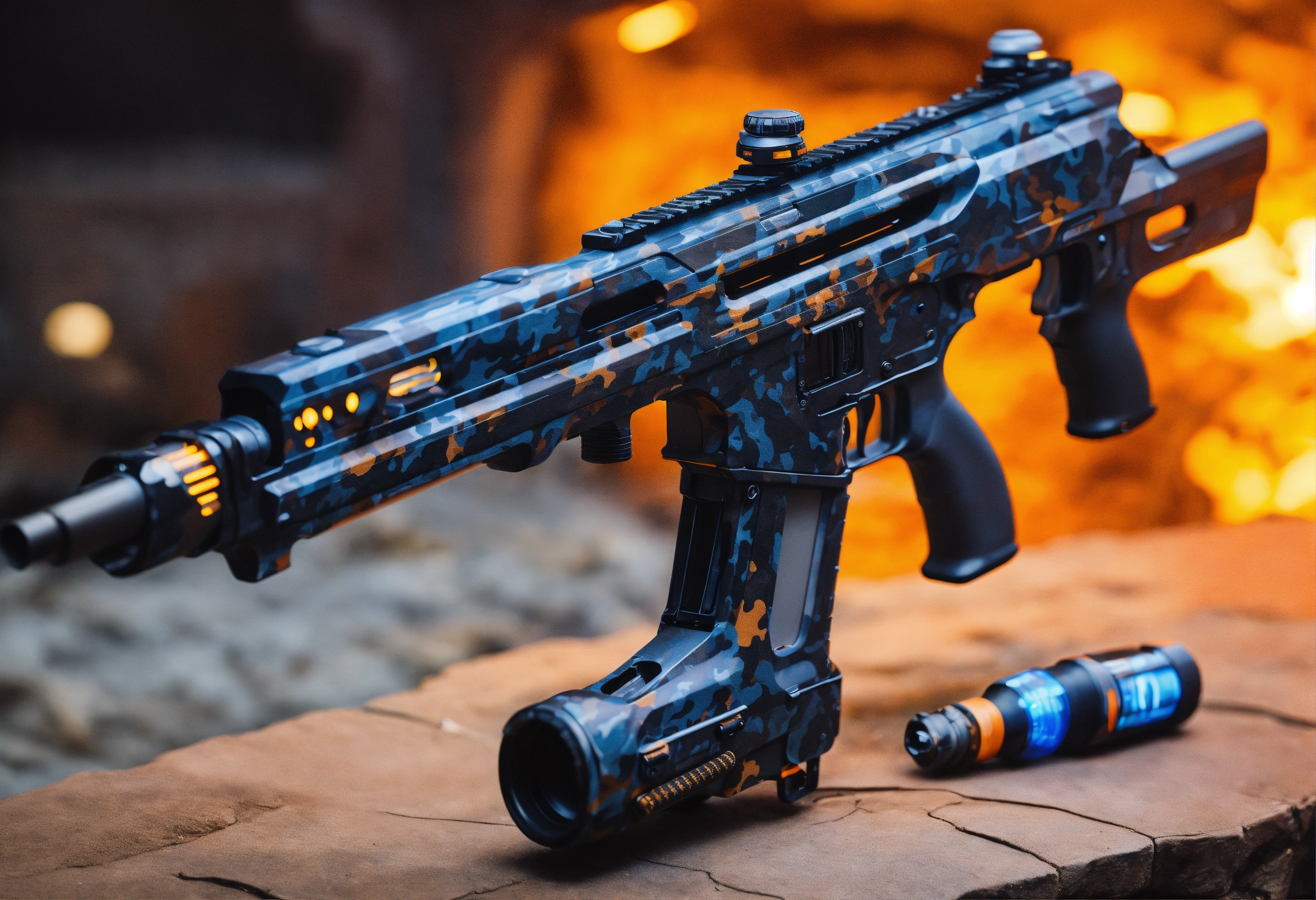 Lexica - Side view of the full image of a black camo sci fi energy ...