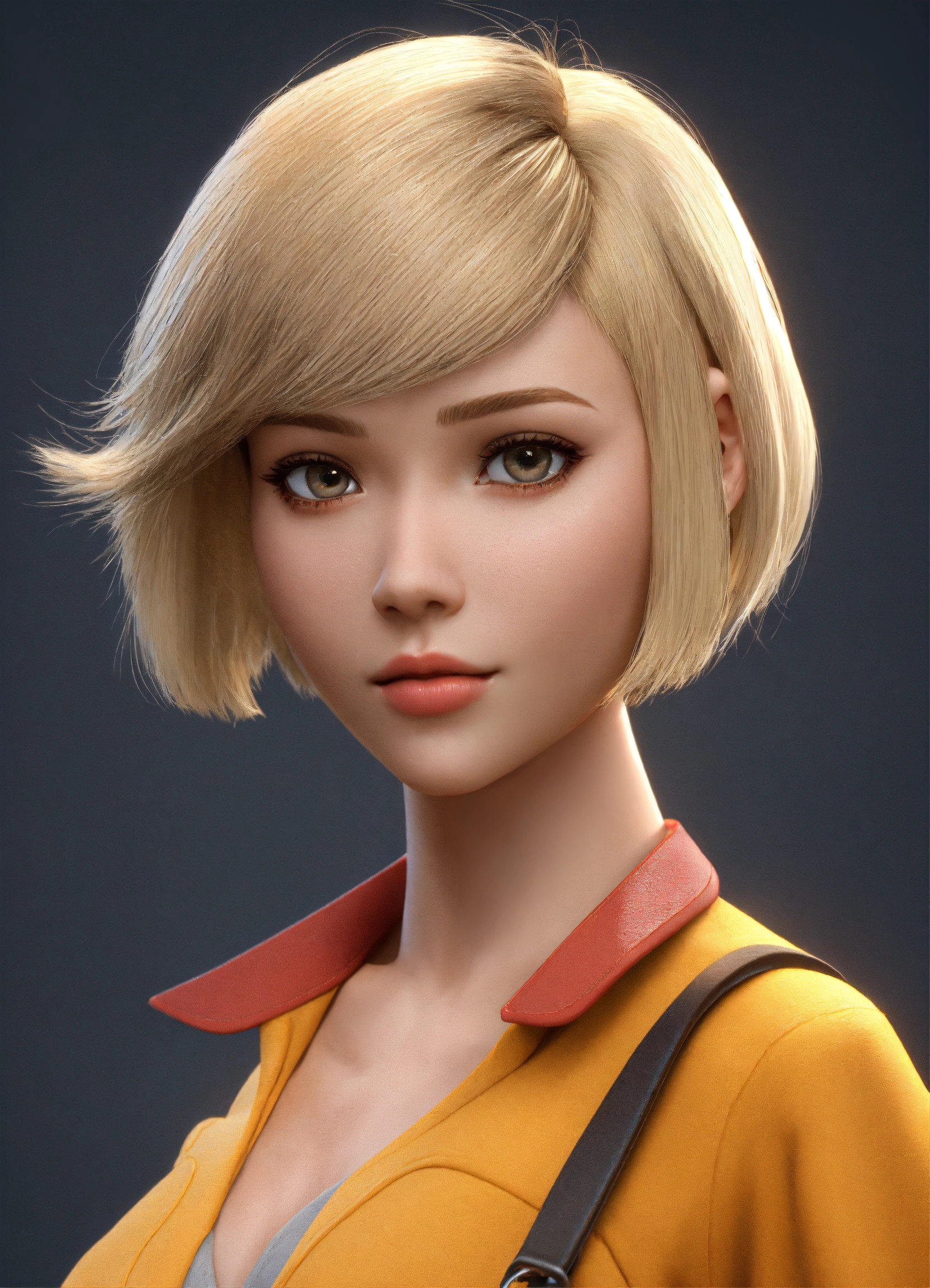 Lexica - Blonde short hair 3d woman, eyes by pixar, by league of legends