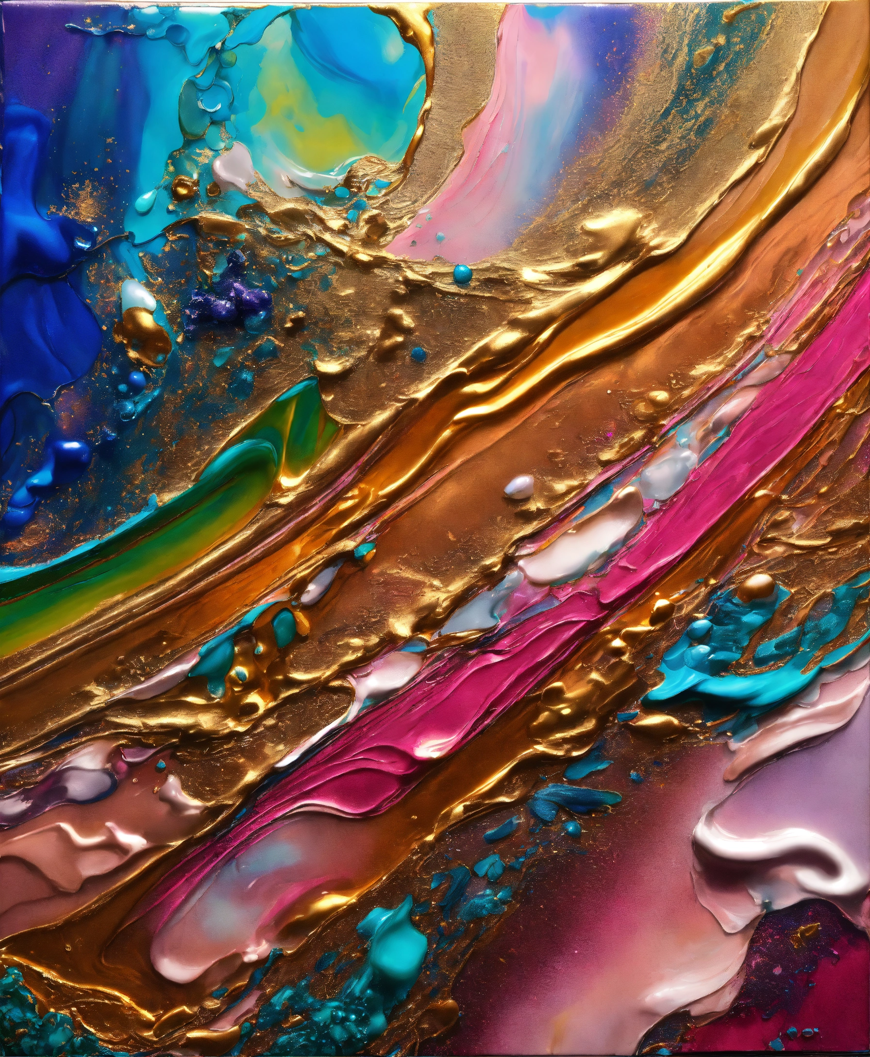 Lexica - Colorful abstract painting oil and water complex complicated ...