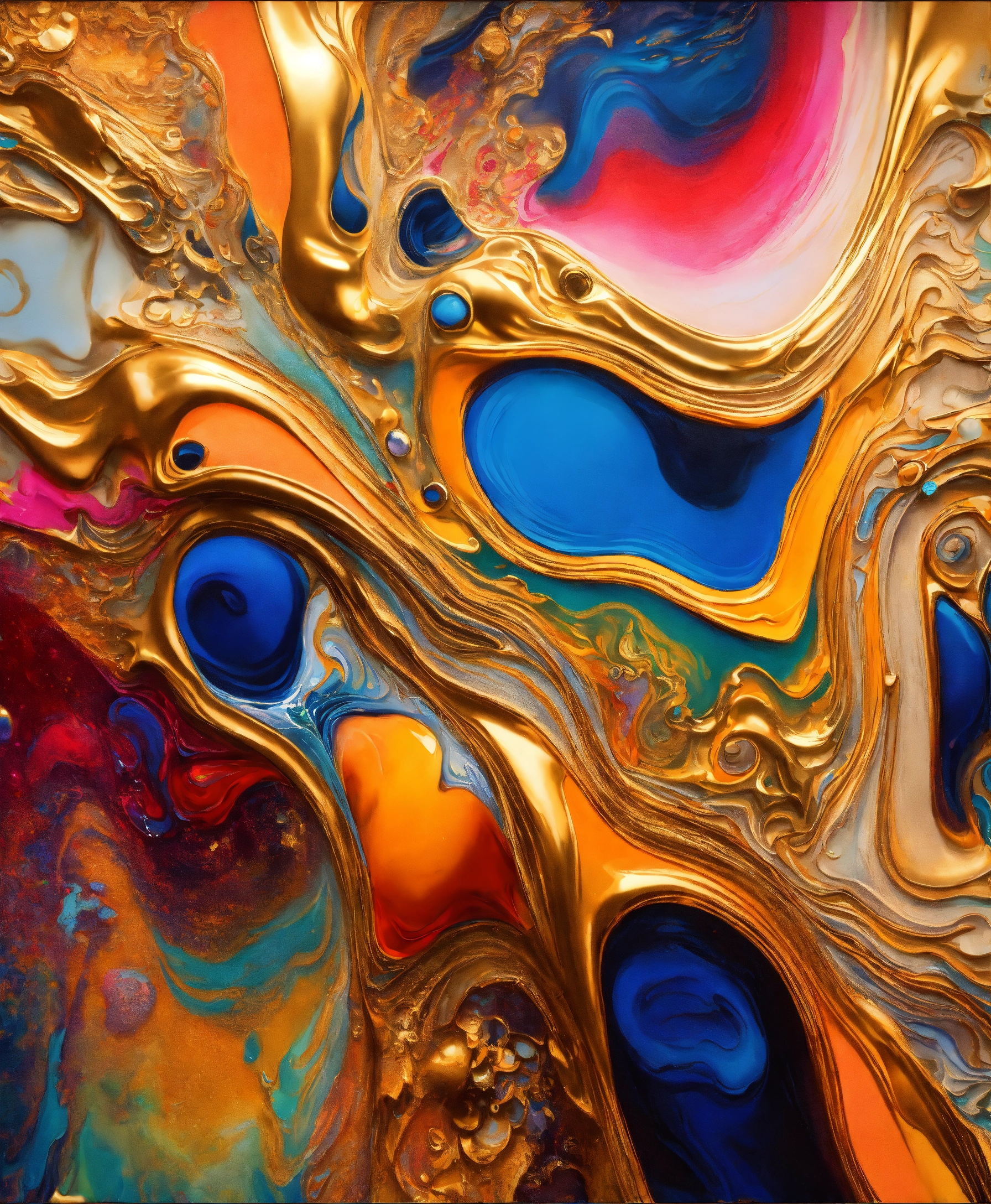 Lexica - Colorful abstract painting oil and water complex complicated ...