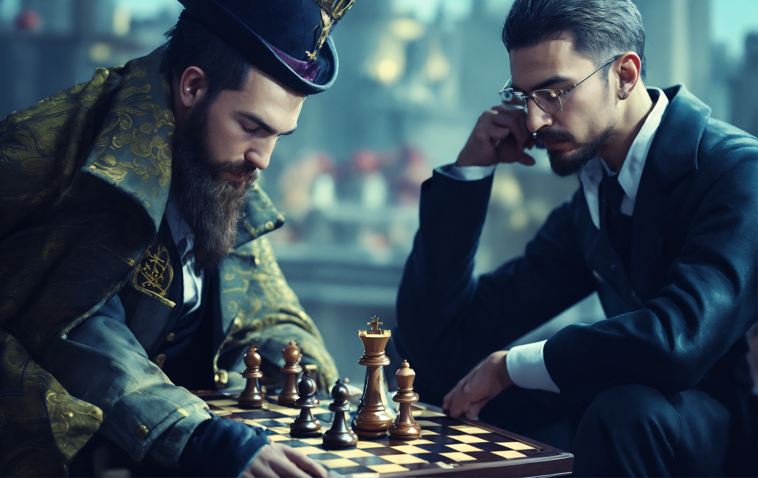 Lexica - Two masters are playing chess, with cold and advanced ...