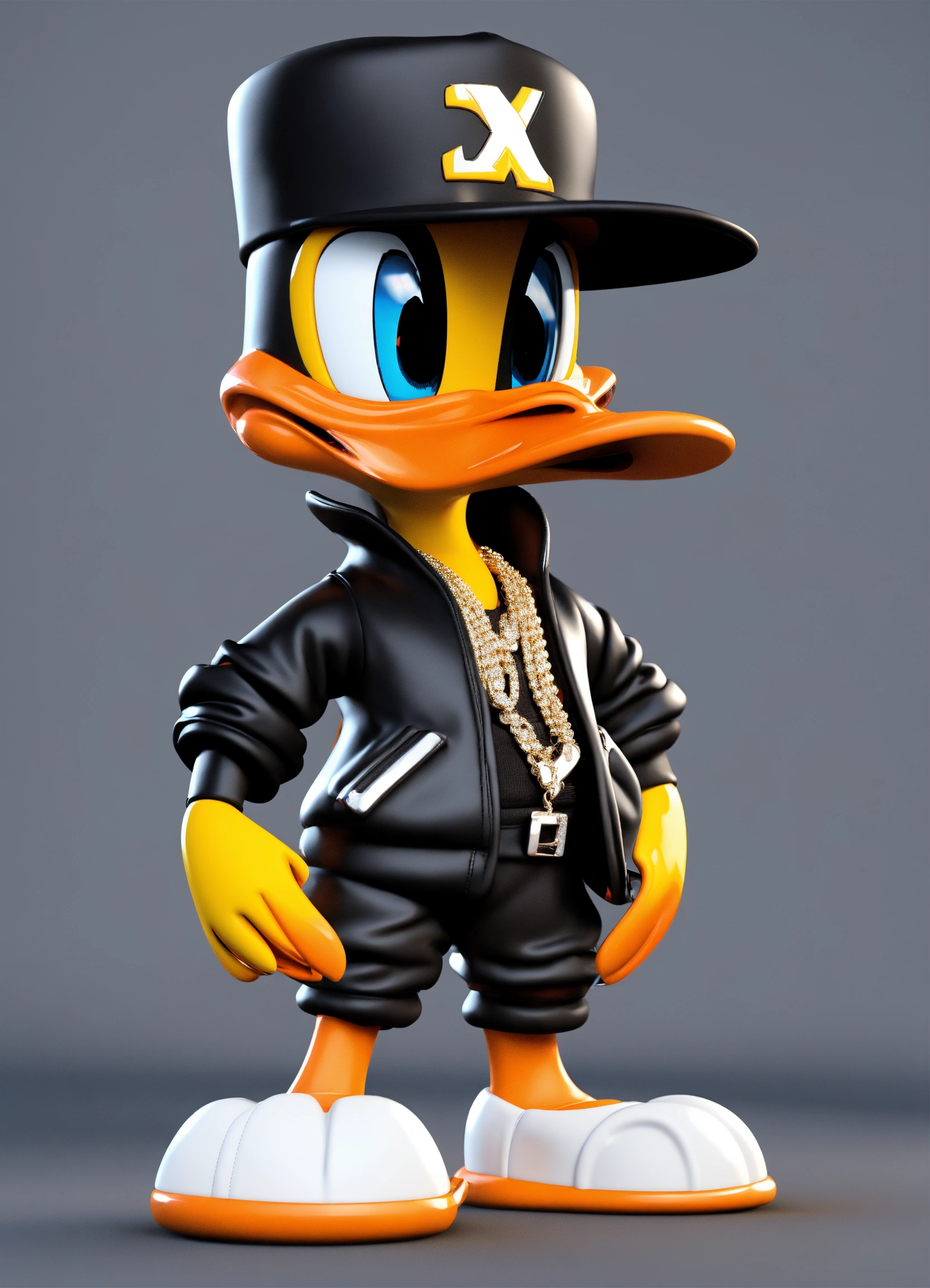 Lexica - 3D model, Daffy Duck dressed in trendy hip-hop attire ...