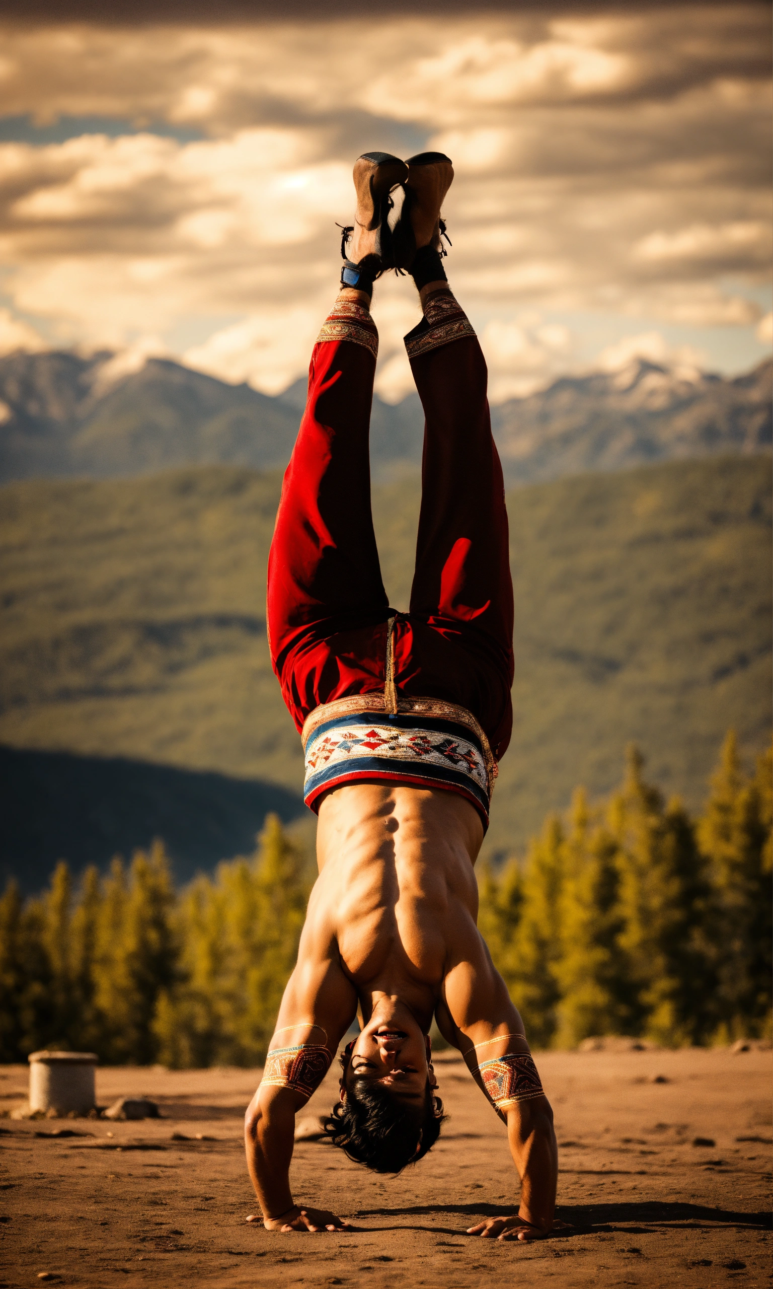 Lexica - Cinematic image of indigenous man of North America doing a ...