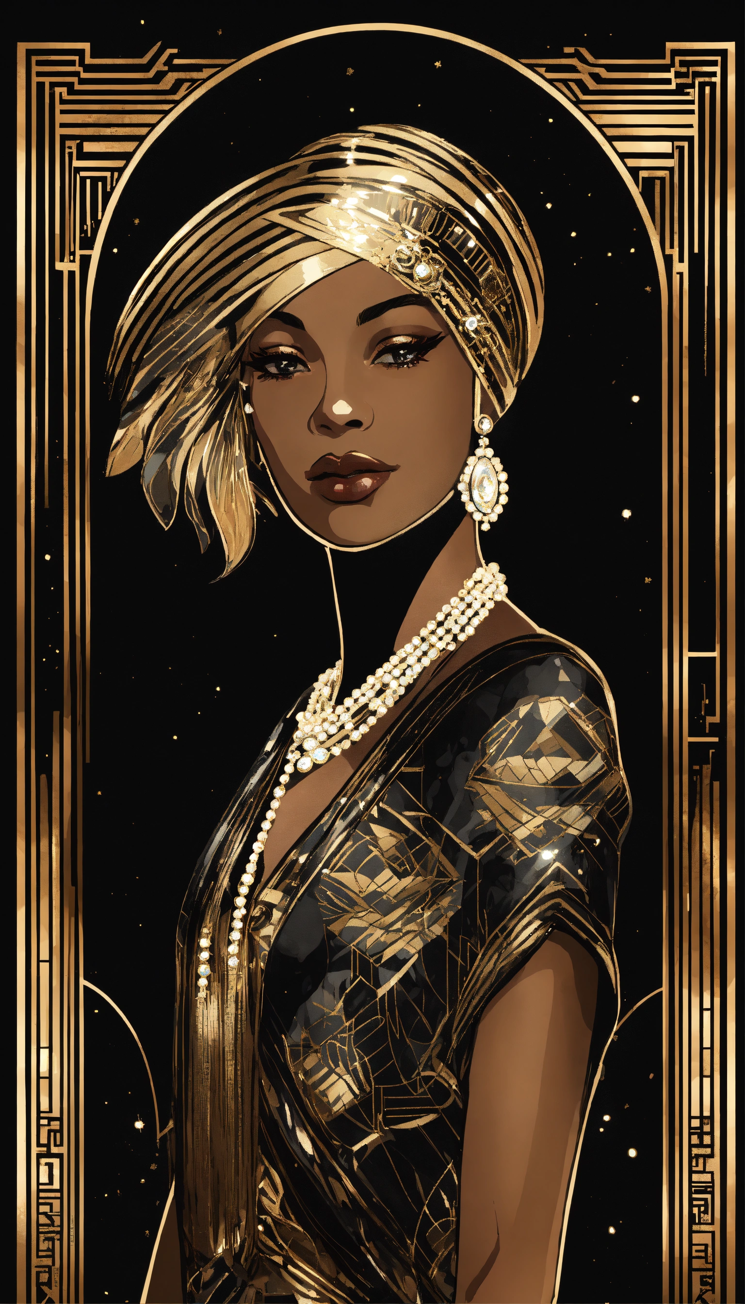 Lexica - Art Deco Glamour Black Woman, vintage 1920s attire and ...