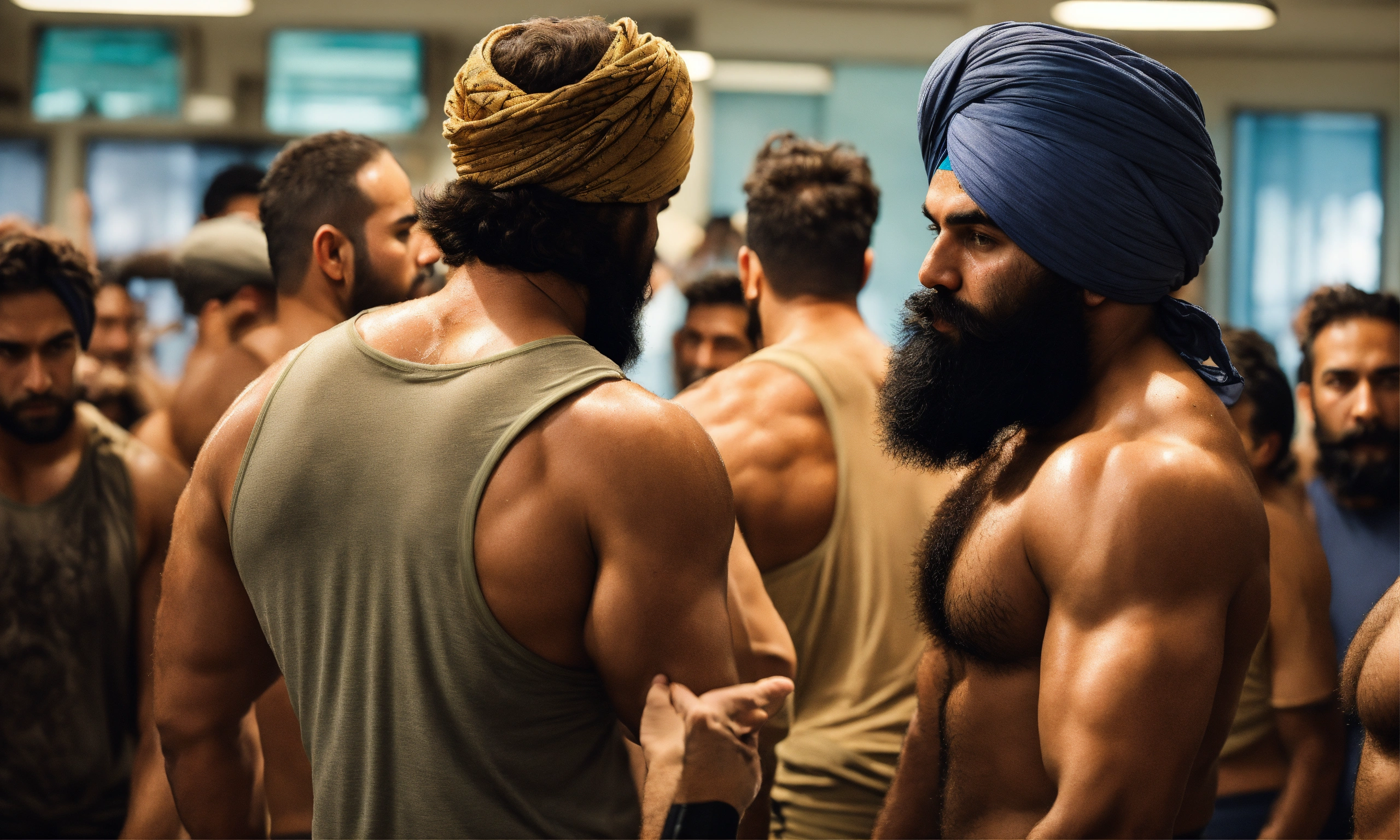 Lexica - Group of burly hairy manly sikh men ogling each other's bodies ...