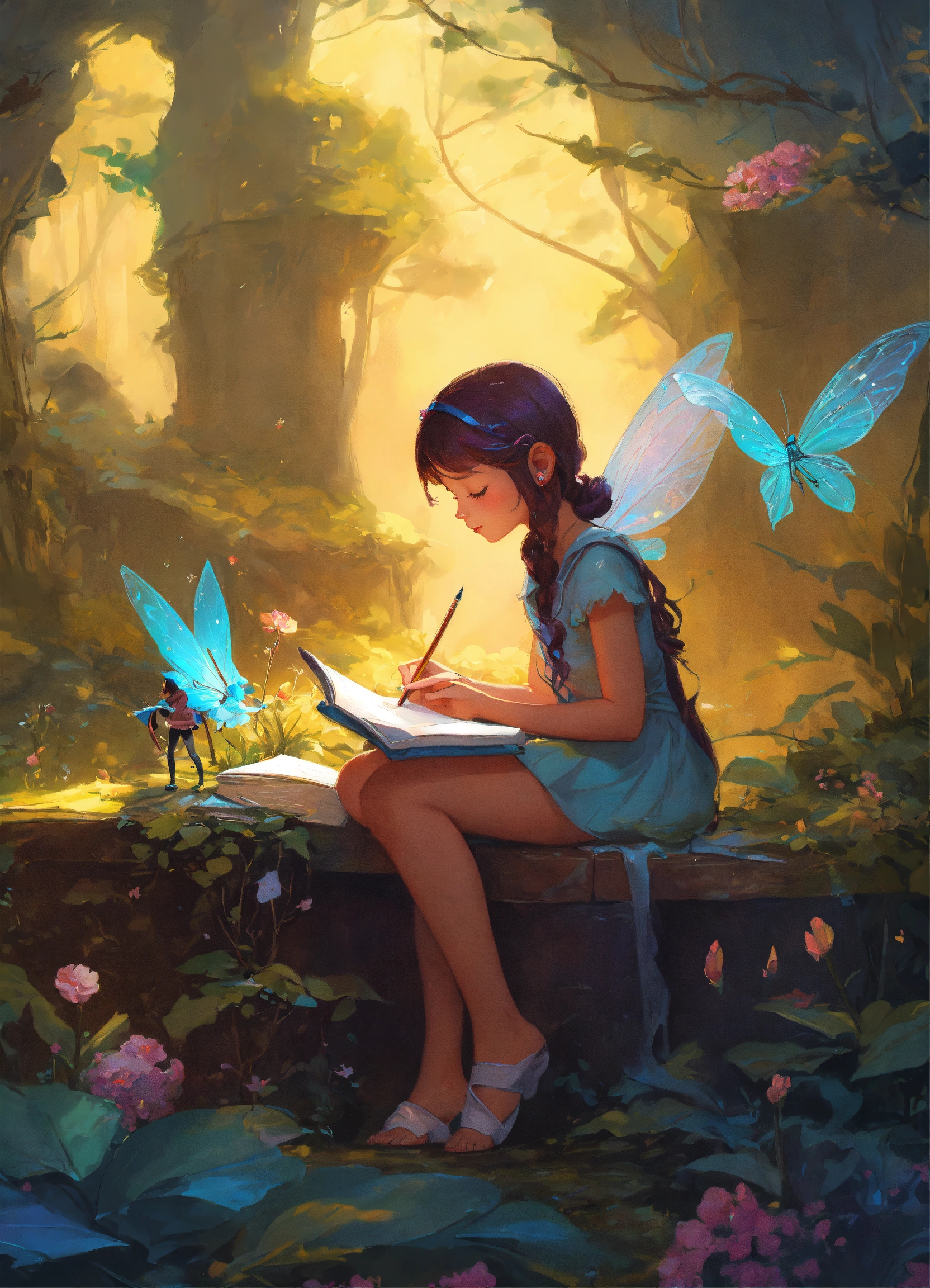 Lexica - Little fairy helps a young girl with her homework, fantasy ...