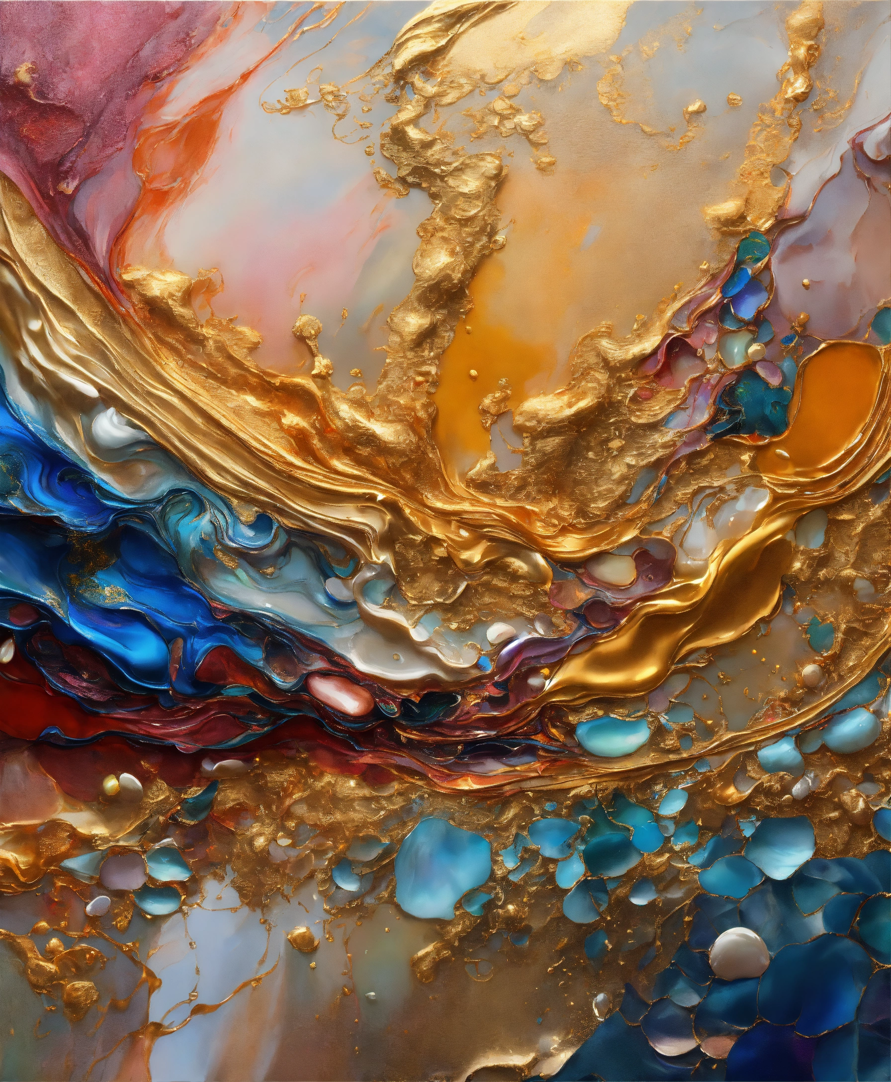 Lexica - Colorful abstract painting oil and water complex complicated ...