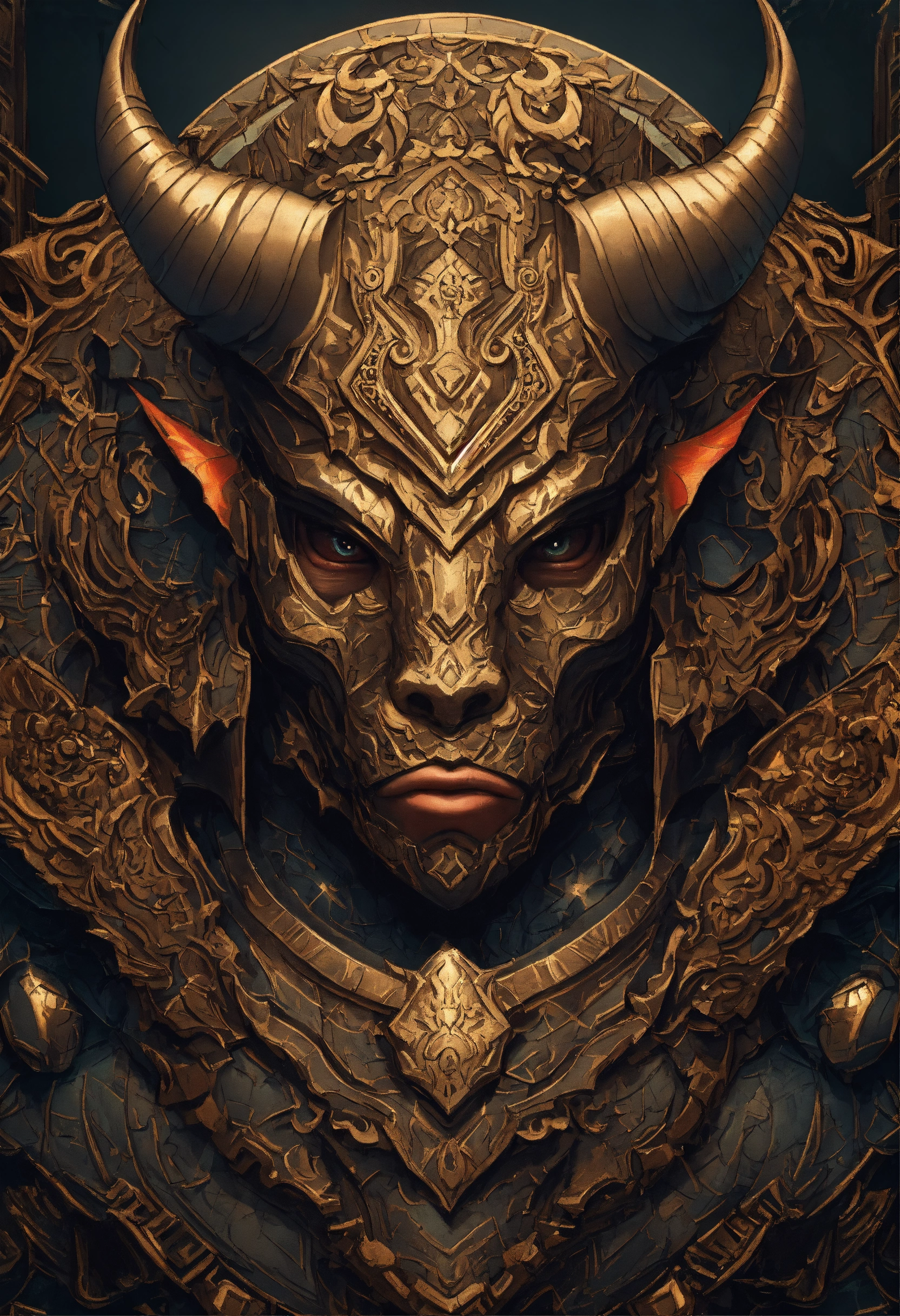 Lexica - A Close Up Of A Minotaur Wearing An Amulet, Symmetrical Epic 