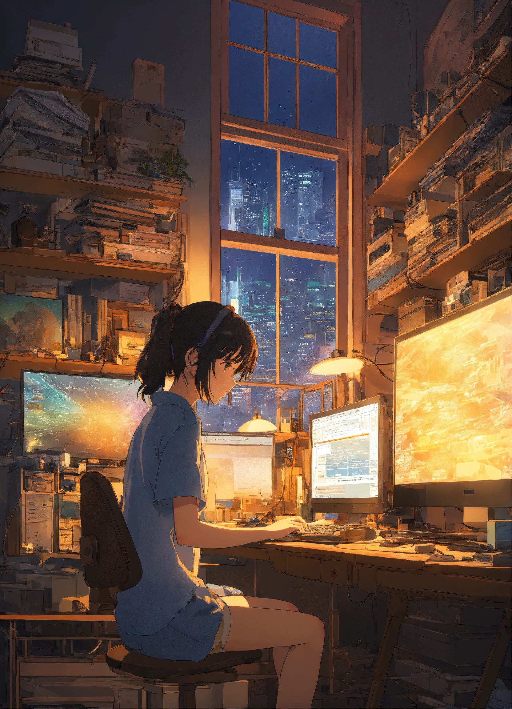 Lexica - Create a high resolution artwork of Anime Girl is programming ...