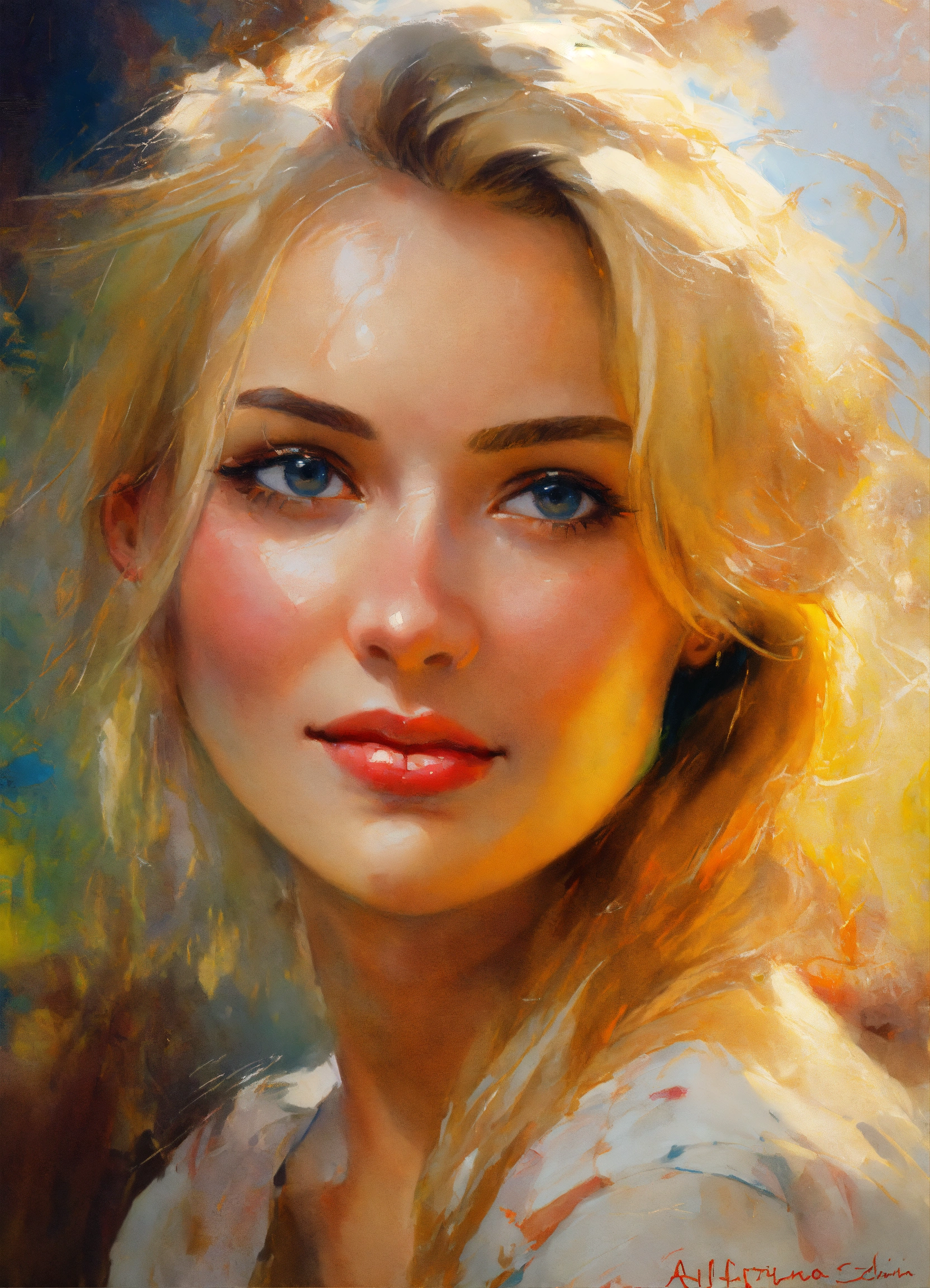 Lexica - Portrait painting of a beautiful russian happy blonde woman by ...
