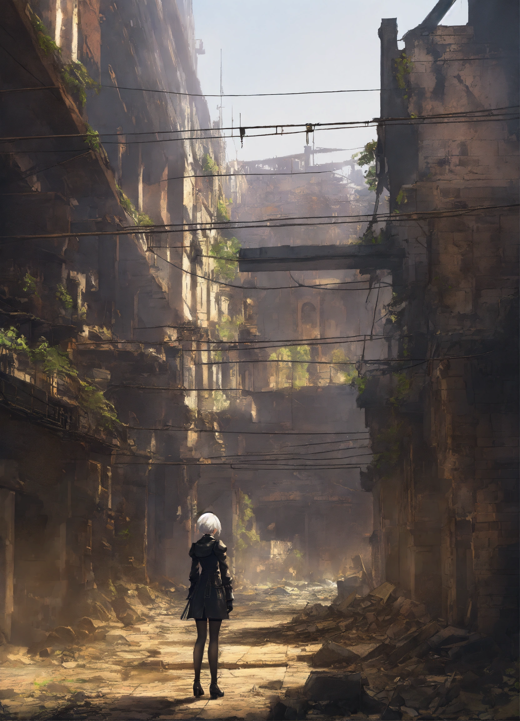 lexica-pixar-art-of-nier-automata-2b-in-city-ruins