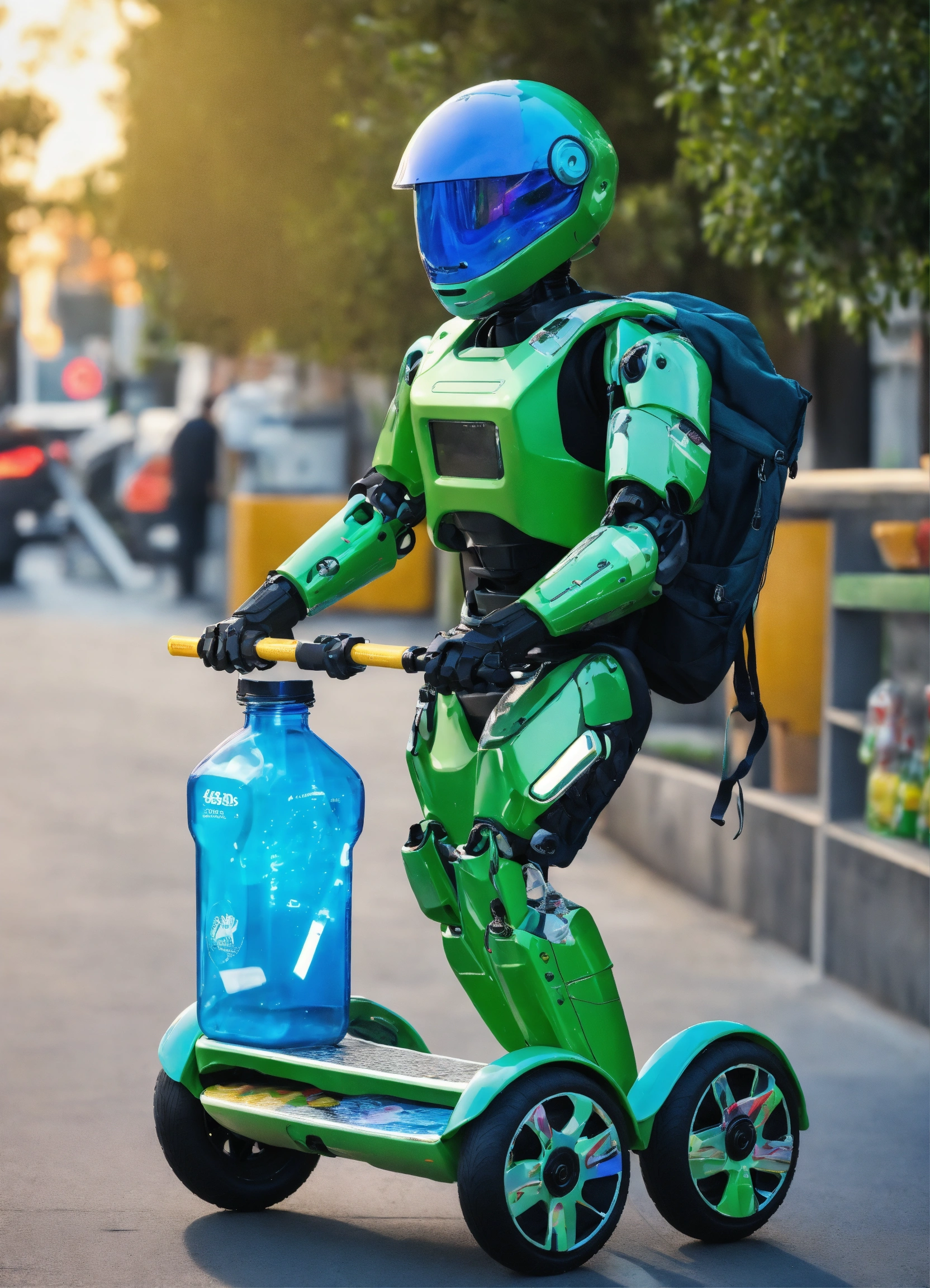 Lexica - A passionate male robot riding on hoverboard, realistic man ...